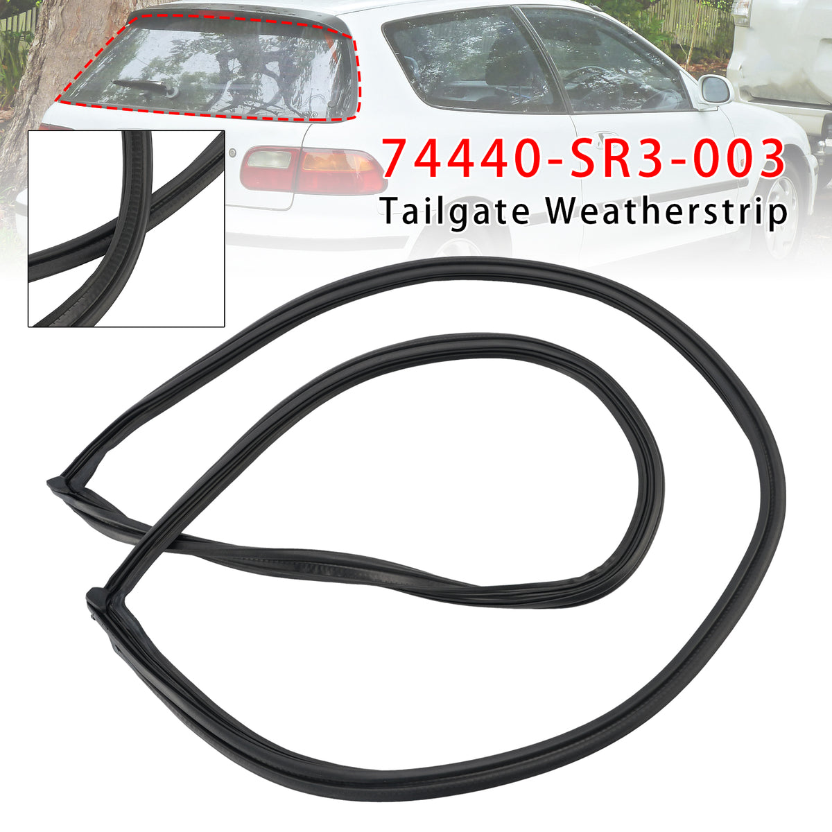 Hatch Back Trunk Rear Tail Gate Weatherstrip For Honda Civic 3Door 1992-1995