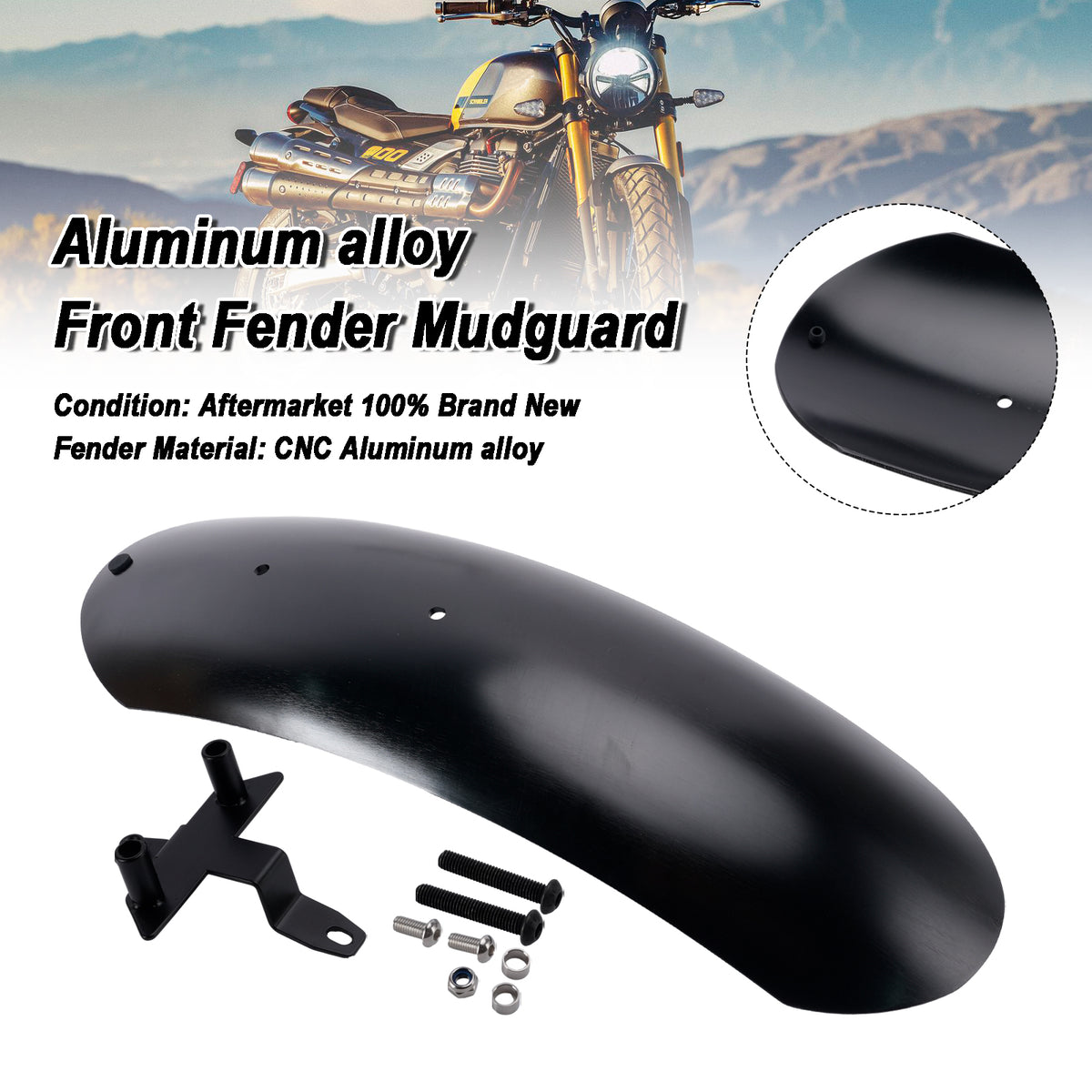 Extended Aluminum alloy Front Mudguard For Street Scrambler 900 2026-2027 Black