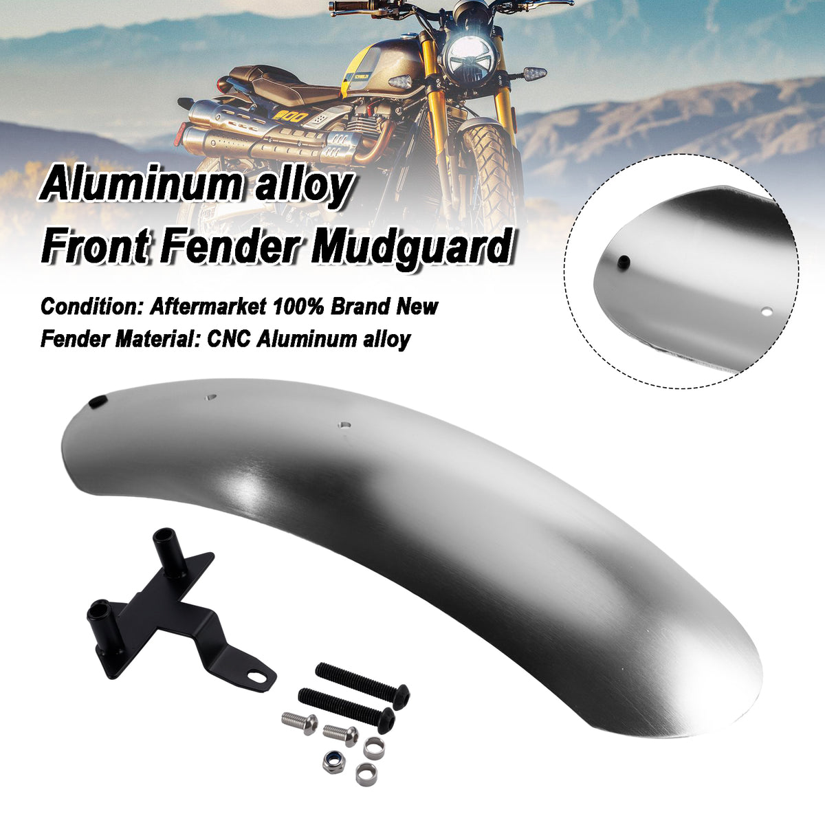 Extended Aluminum alloy Front Mudguard For Street Scrambler 900 2026-2027 Silver