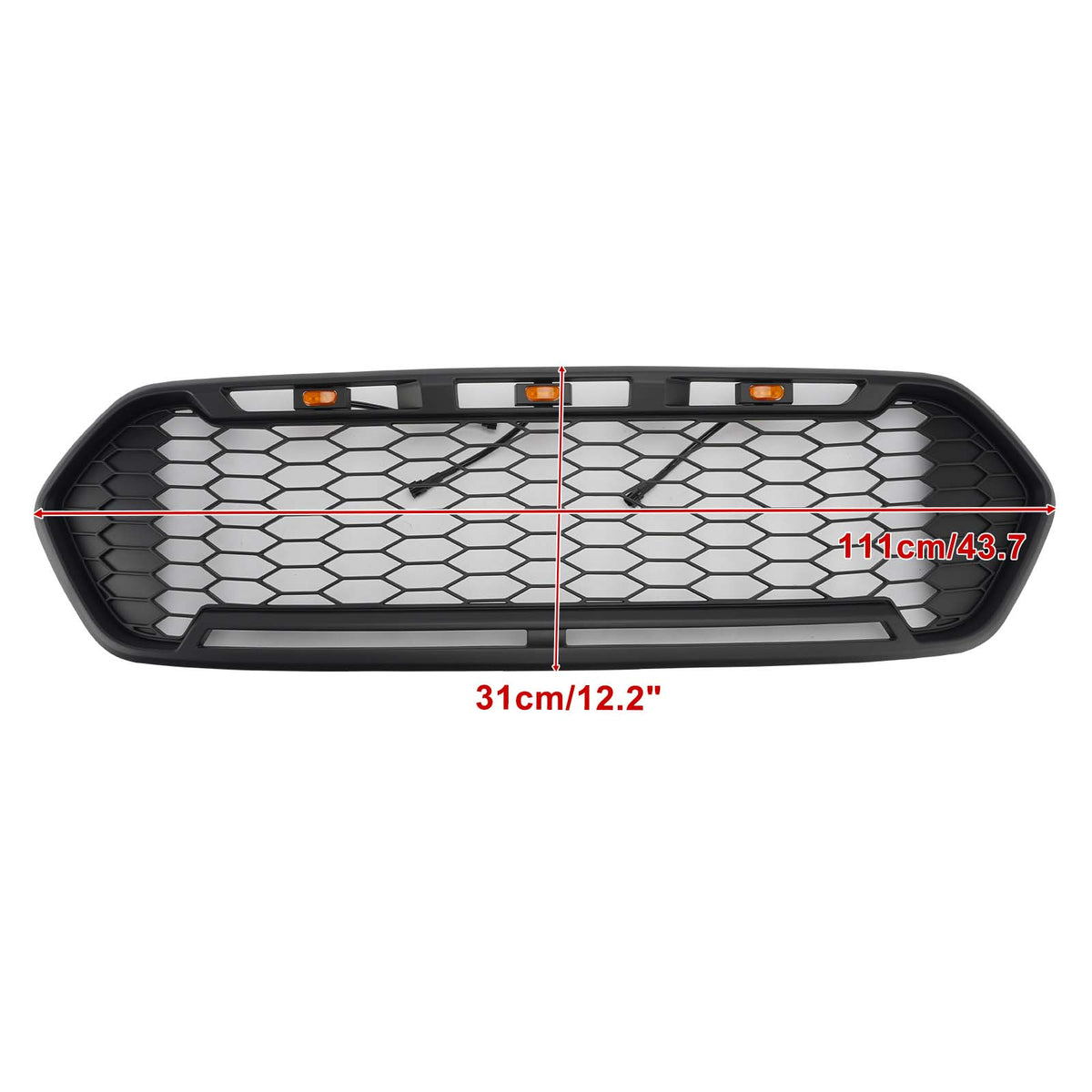Matte Black Front Bumper Grille Fit Ford Transit Custom Trail 2018-2023 W/3LED