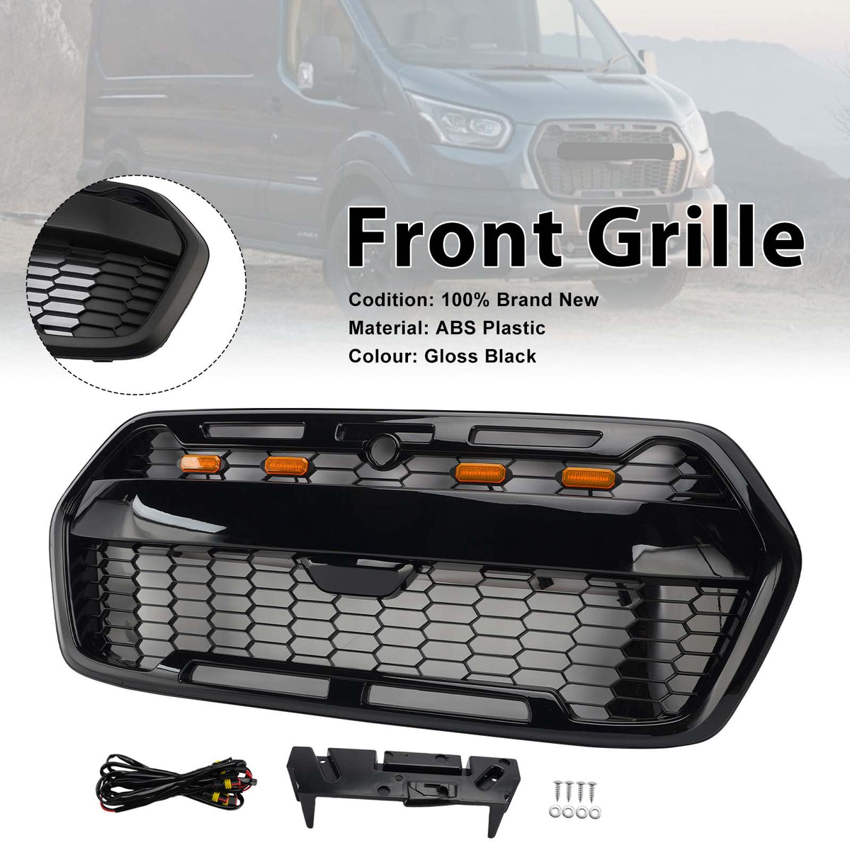 Front Bumper Grille 2467809 Fit Ford Transit MK8 Trail 2019-Onwards Raptor Style