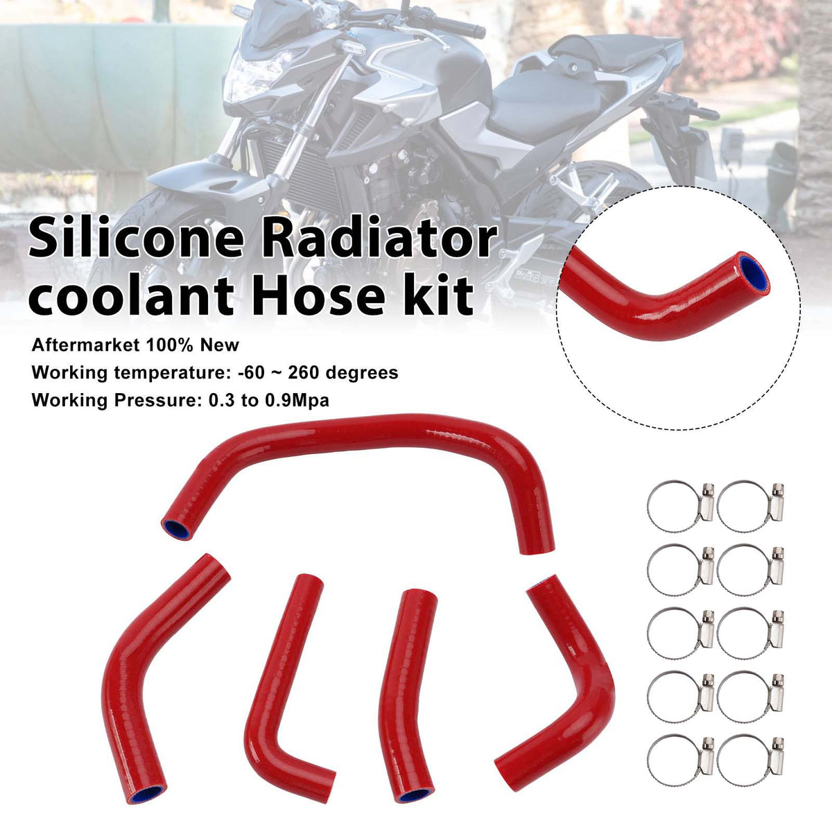 Silicone Radiator coolant Hose kit For Honda CB500SF 2026+ Red