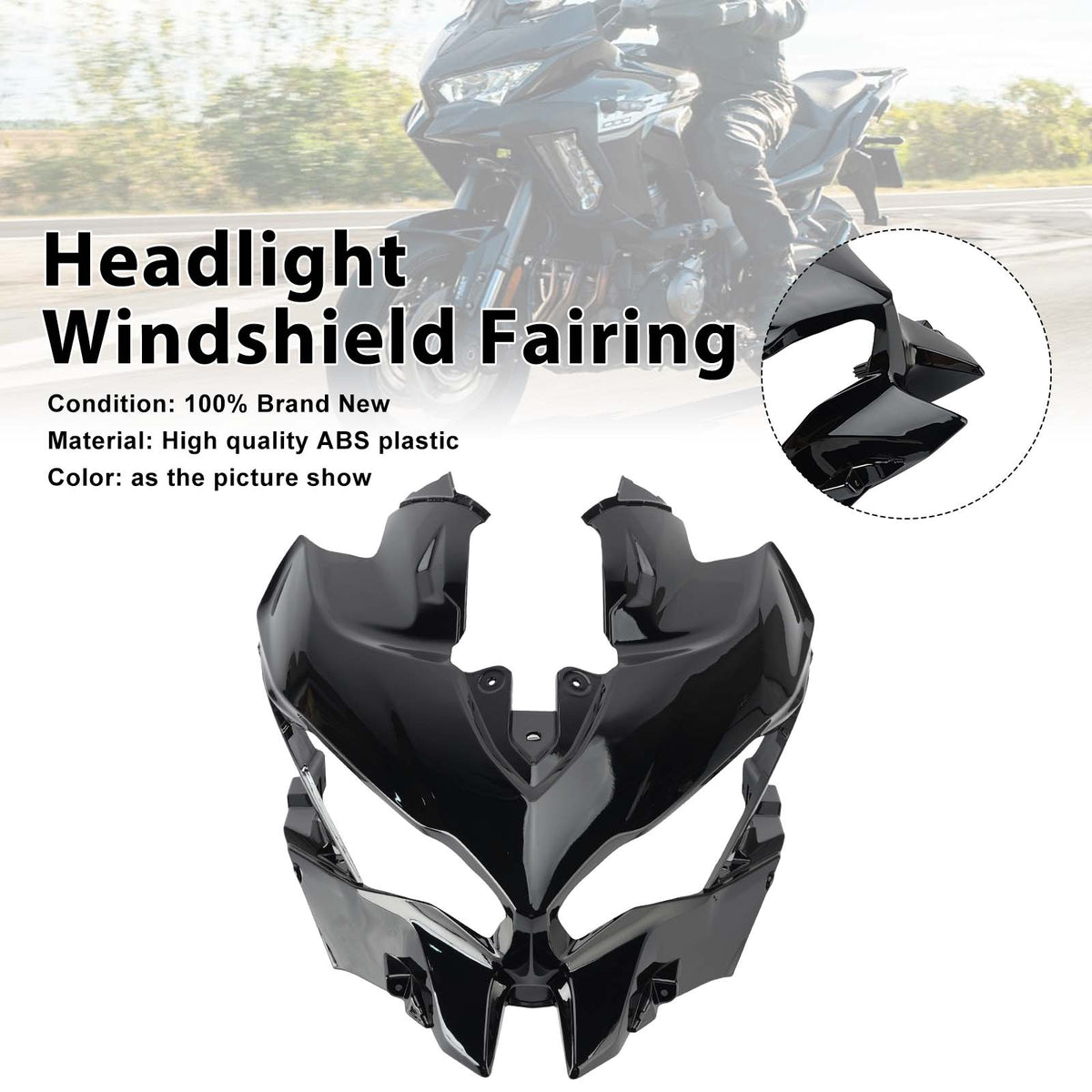 Headlight Windshield Cover Fairing For Kawasaki Versys 1000 2019-2024 Black
