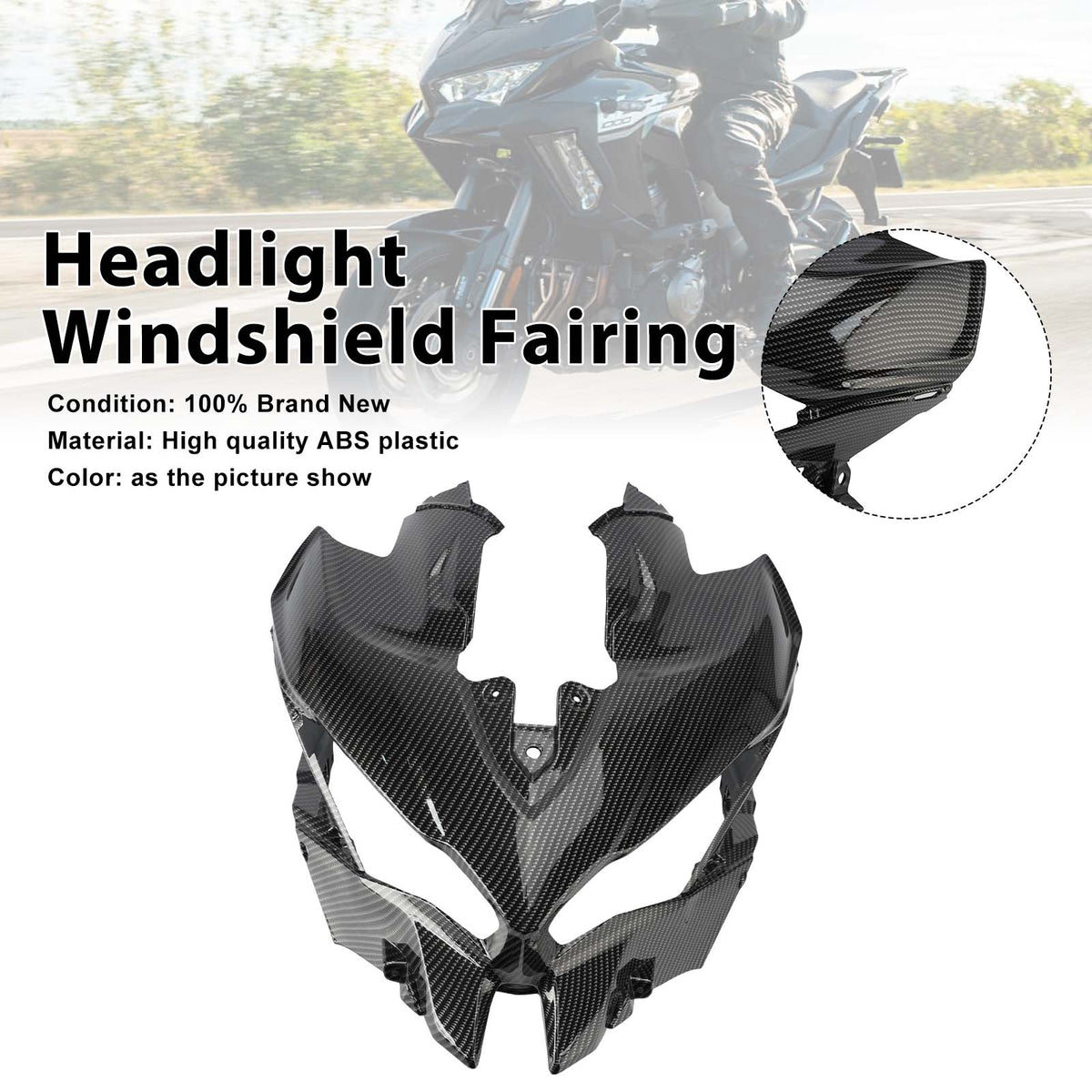 Headlight Windshield Cover Fairing For Kawasaki Versys 1000 2019-2024 Carbon