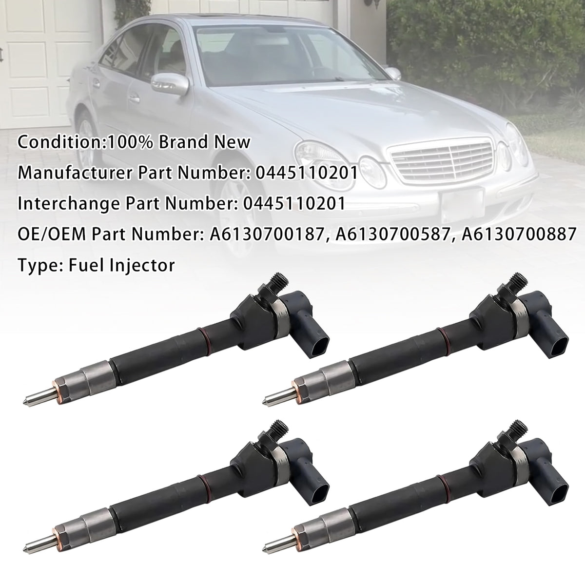 4Pcs Fuel Injector For Mercedes-Benz E-Class E 320 1999-2002 0445110201