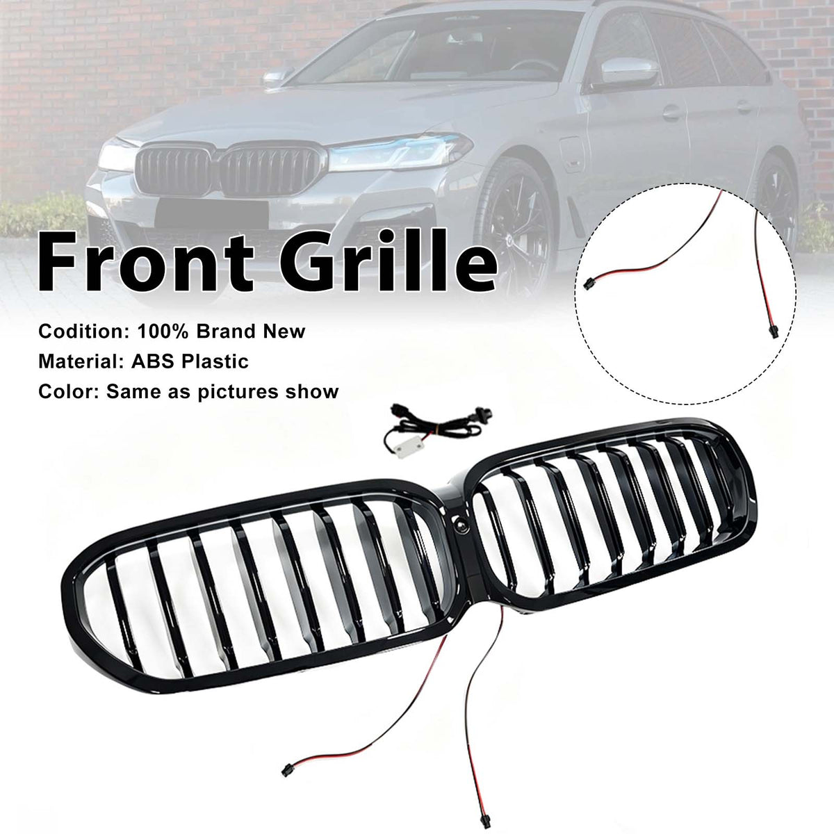 Front Kidney Grill Grille Fit BMW 5 Series G30 G38 2021-2024 W/LED