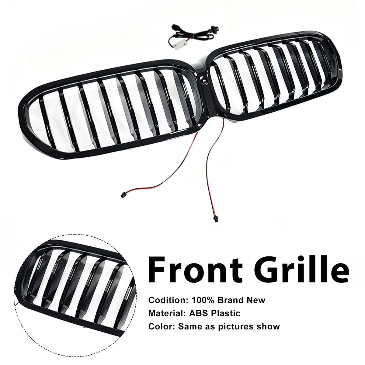Front Kidney Grill Grille Fit BMW 5 Series G30 G38 2021-2024 W/LED