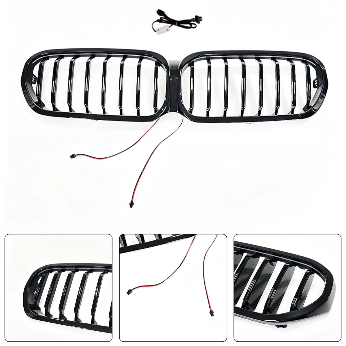 Front Kidney Grill Grille Fit BMW 5 Series G30 G38 2021-2024 W/LED