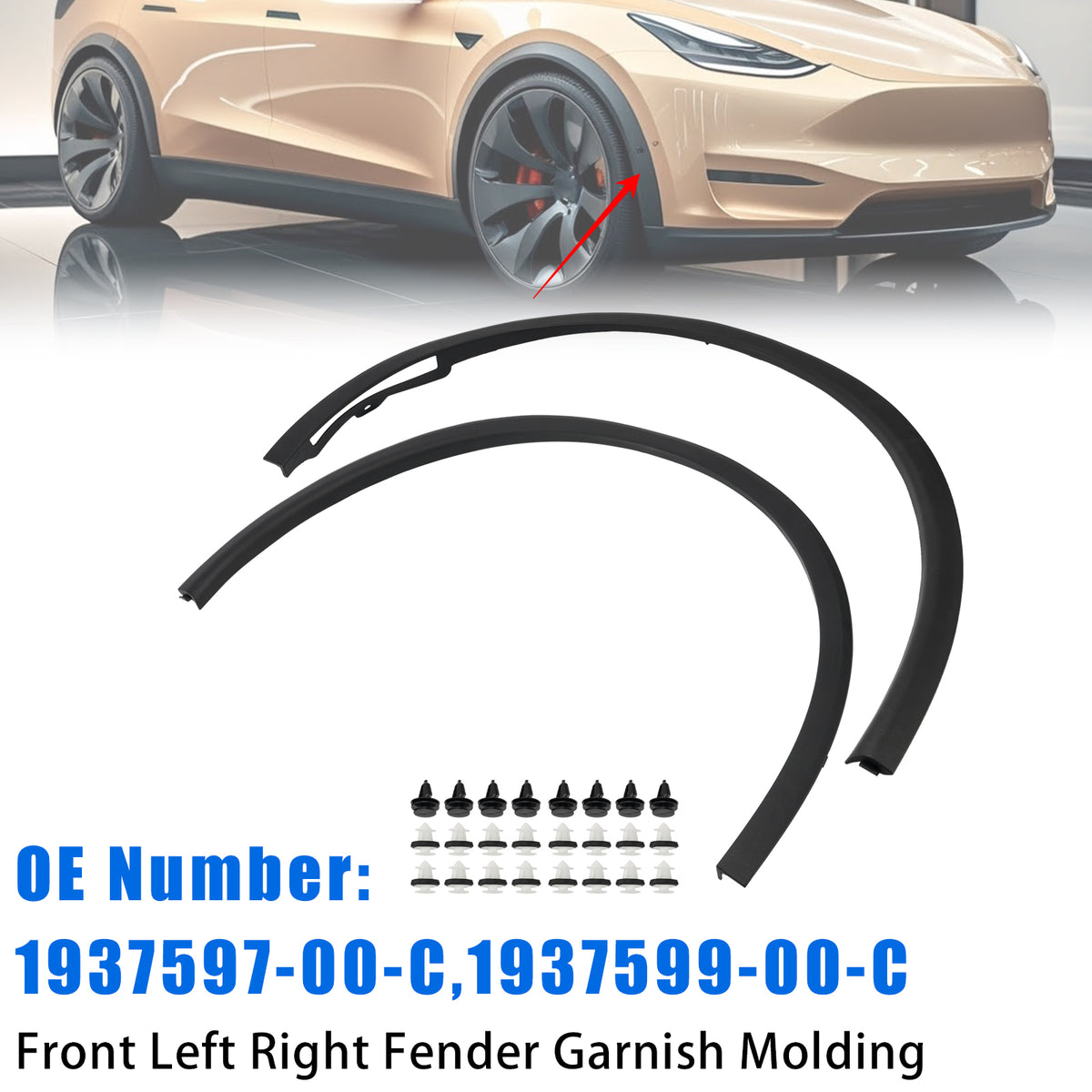 Left Right Fender Molding 1937597-00-C 1937599-00-C For Tesla Model Y 2025-2026