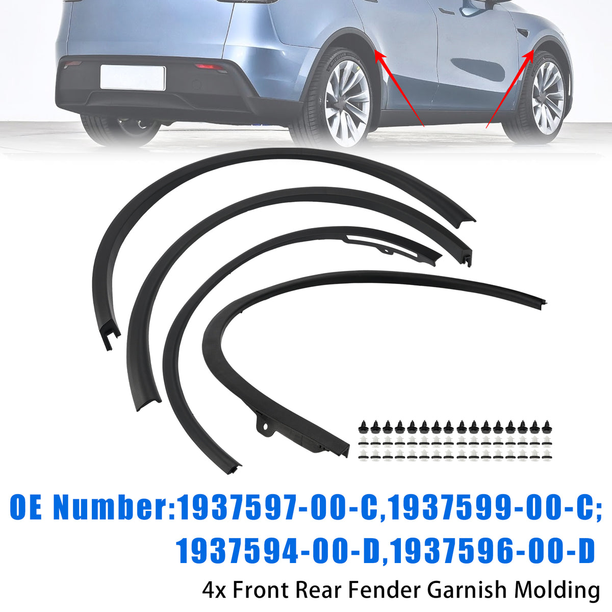 4X Front Rear Fender Molding For Tesla Model Y 2025-2026