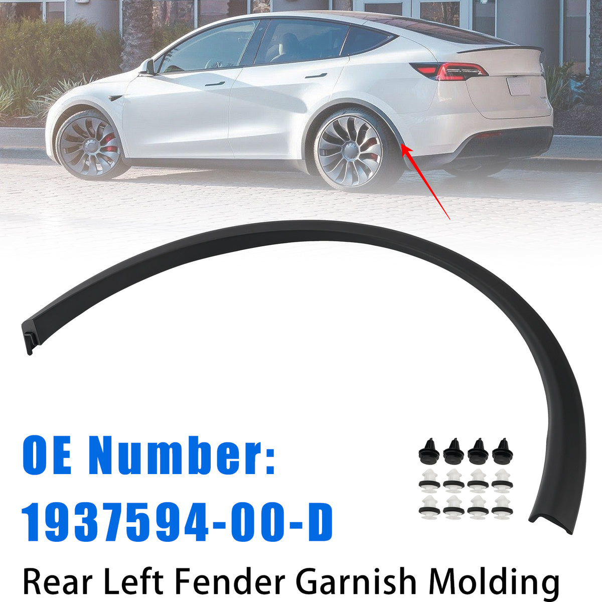 Rear Left Fender Garnish Molding 1937594-00-D For Tesla Model Y 2025-2026