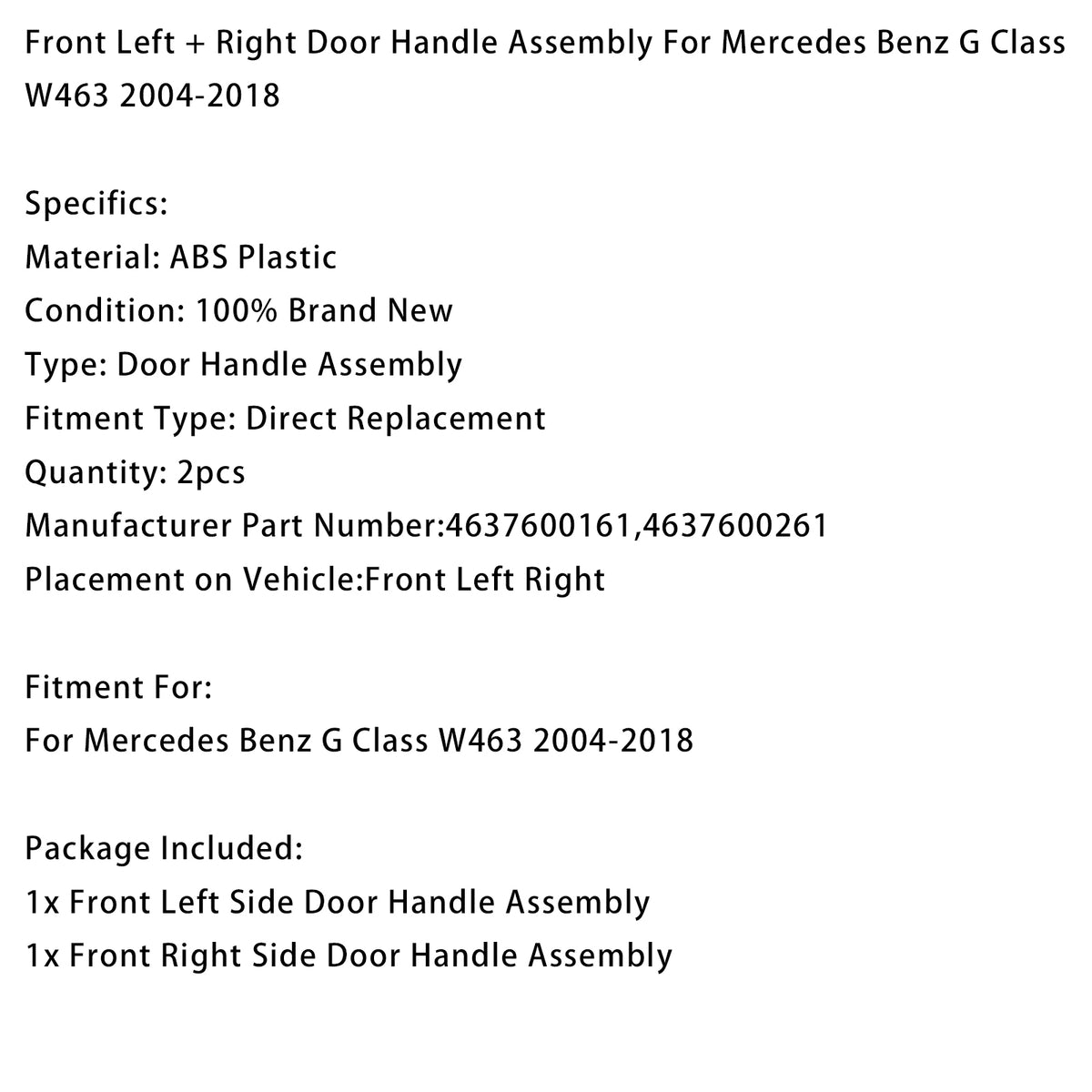Front Left + Right Door Handle For Mercedes Benz G Class W463 2004-2018