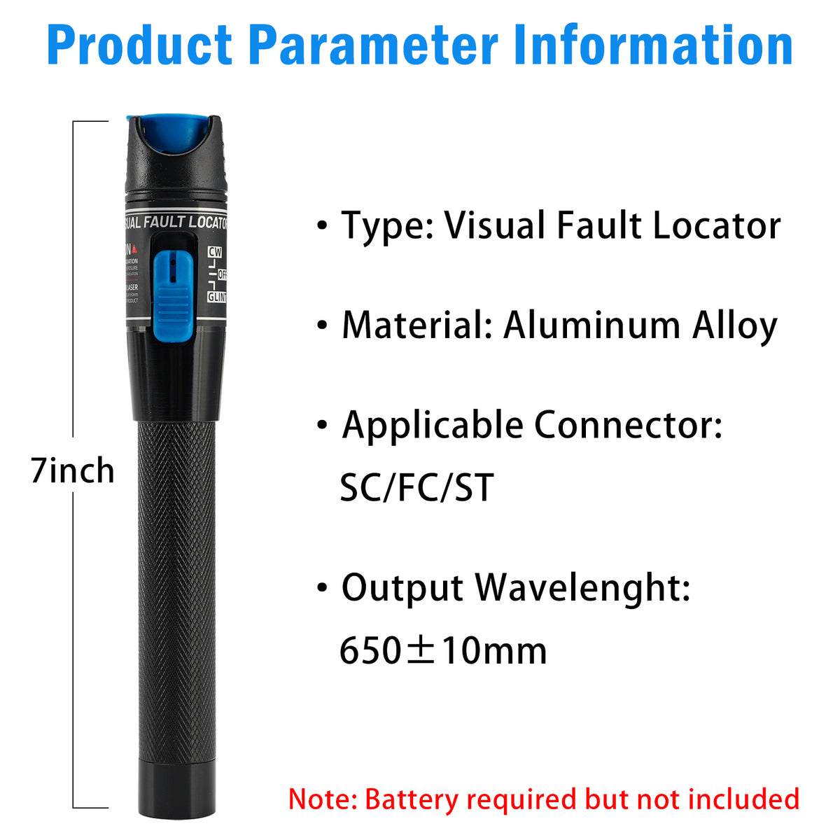 5MW Visual Fault Locator Fiber Optic Tester VFL Fiber Optic Cable Tester Meter