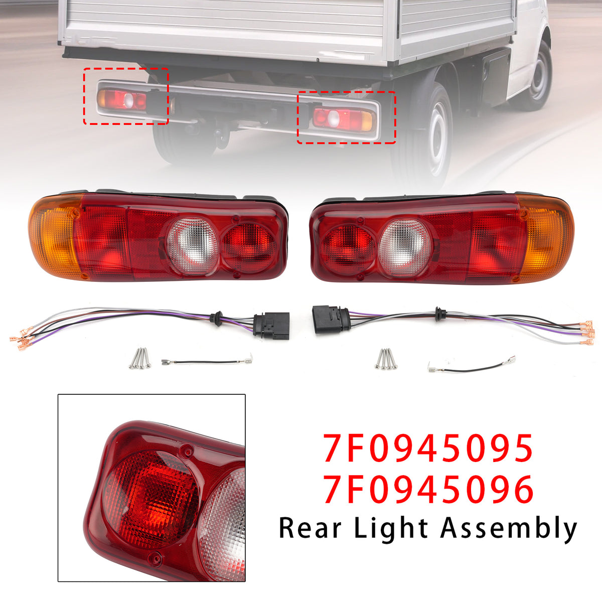 Pair Left+Right Rear Taillight 7F0945095 7F0945096 For VW T5 T6 Crafter