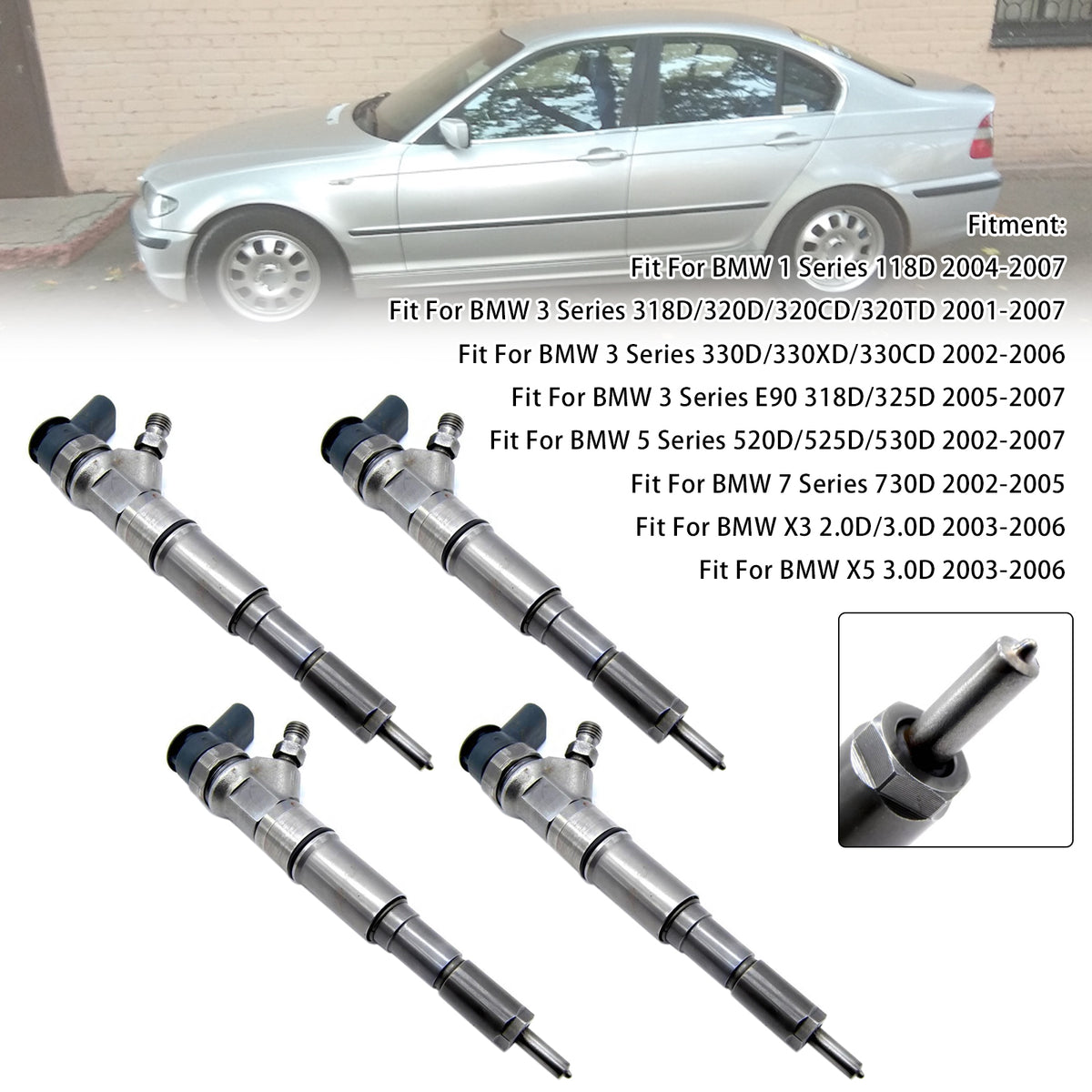 4Pcs Fuel Injector For BMW 1 3 5 7 2001-2007 X3 X5 2003-2006 0445110209