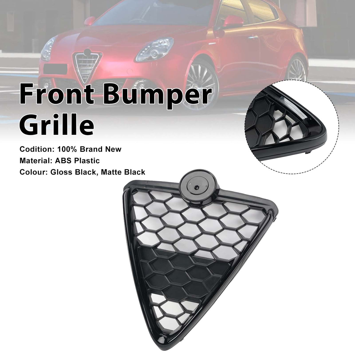Front Bumper Grille 156112051 Fit Alfa Romeo Giulietta 2010-2016 Gloss Black