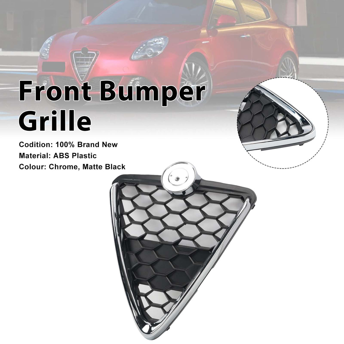 Front Bumper Grille Grill 156112051 Fit Alfa Romeo Giulietta 2010-2016 Chrome