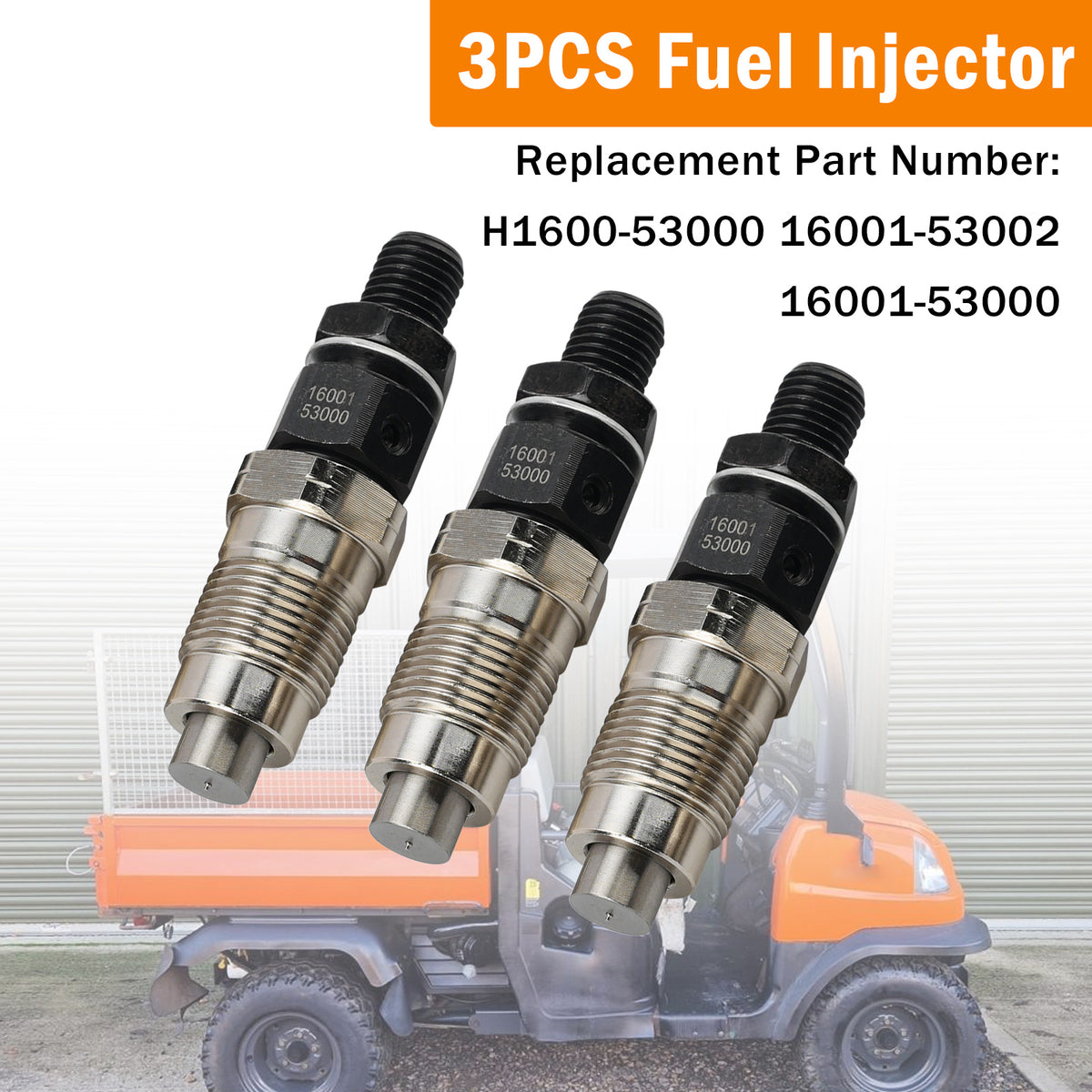 3PCS Fuel Injector For Kubota D722 H1600-53000 16001-53002 16001-53000