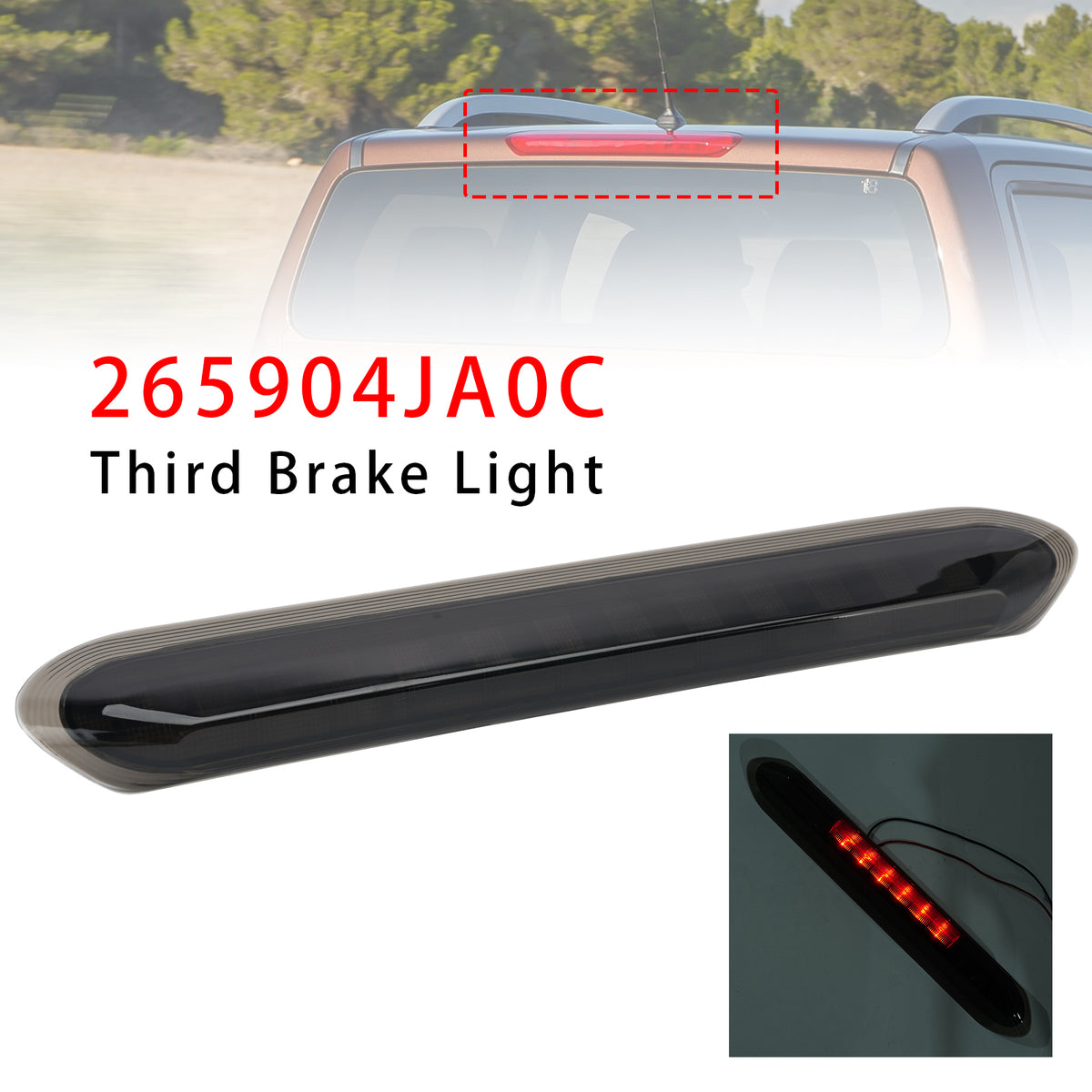 LED Third Brake Light Center Stop Lamp For Nissan Navara 2014?2024 Black