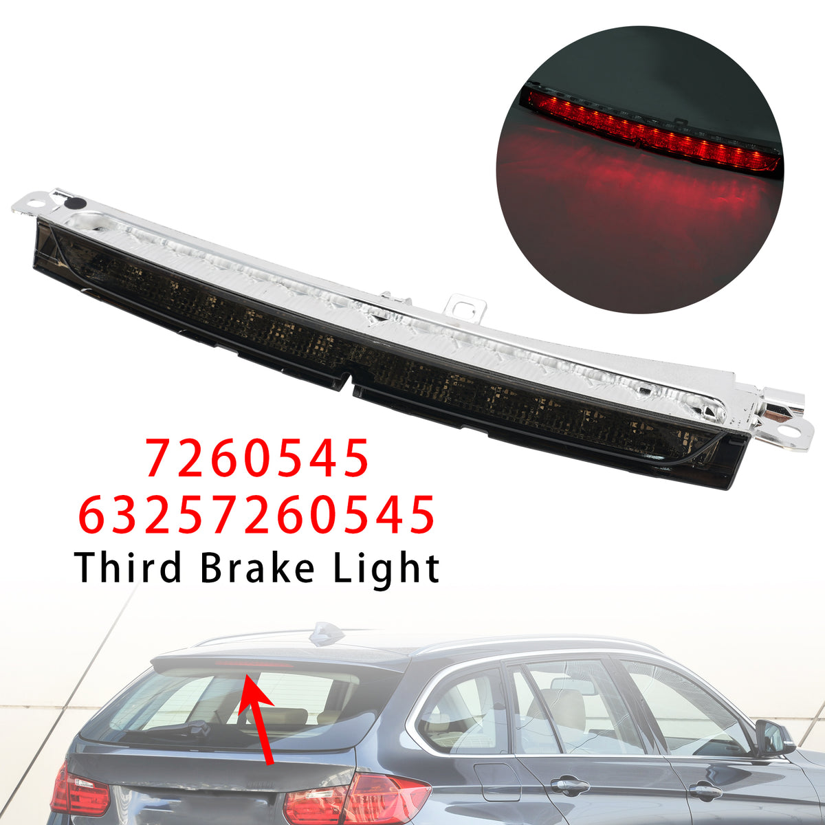 Third Brake Light Third Stoplamp 7260545 63257260545 For BMW F31 2011?2019 Black