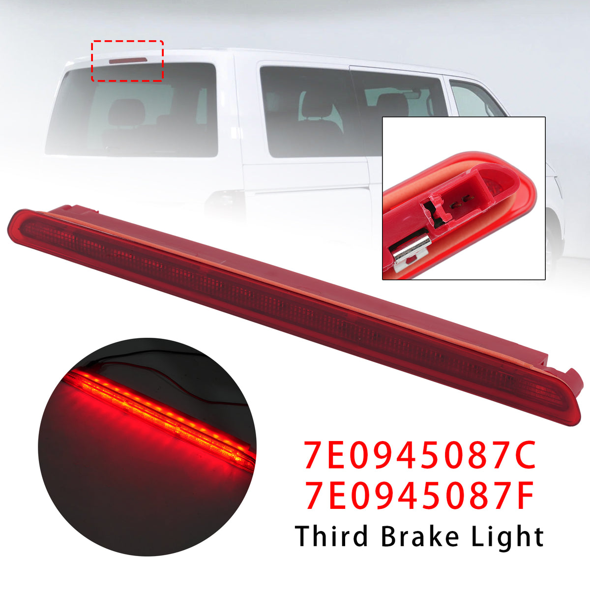 LED Rear High Level Third Brake Light Stop Lamp For VW Transporter 2016-2021 Red
