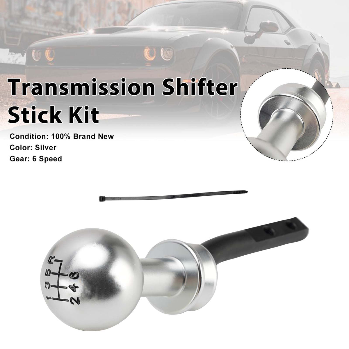 6 Speed Manual Transmission Shifter Handle & Knob Fit Dodge Challenger 2009-19