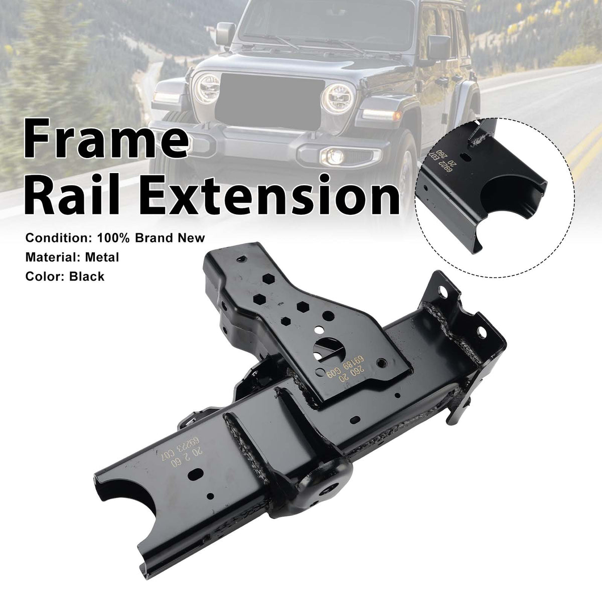Front Left Rail Extension 68638761AB Fit Jeep JL Wrangler JT Gladiator 2018-25