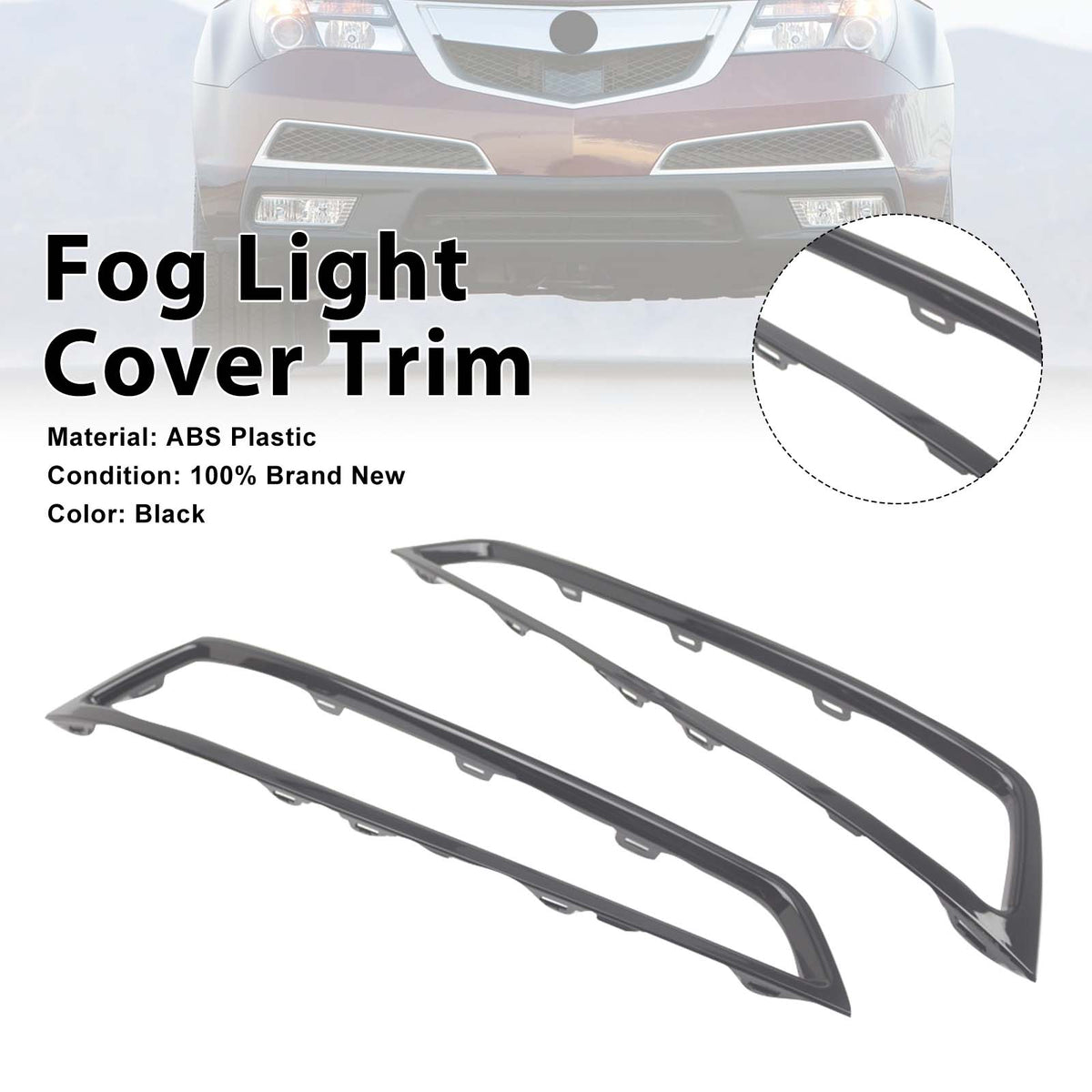 2PCS Front Bumper Grille Fog Light Cover Trim Fit Acura MDX 2010-2013 Black