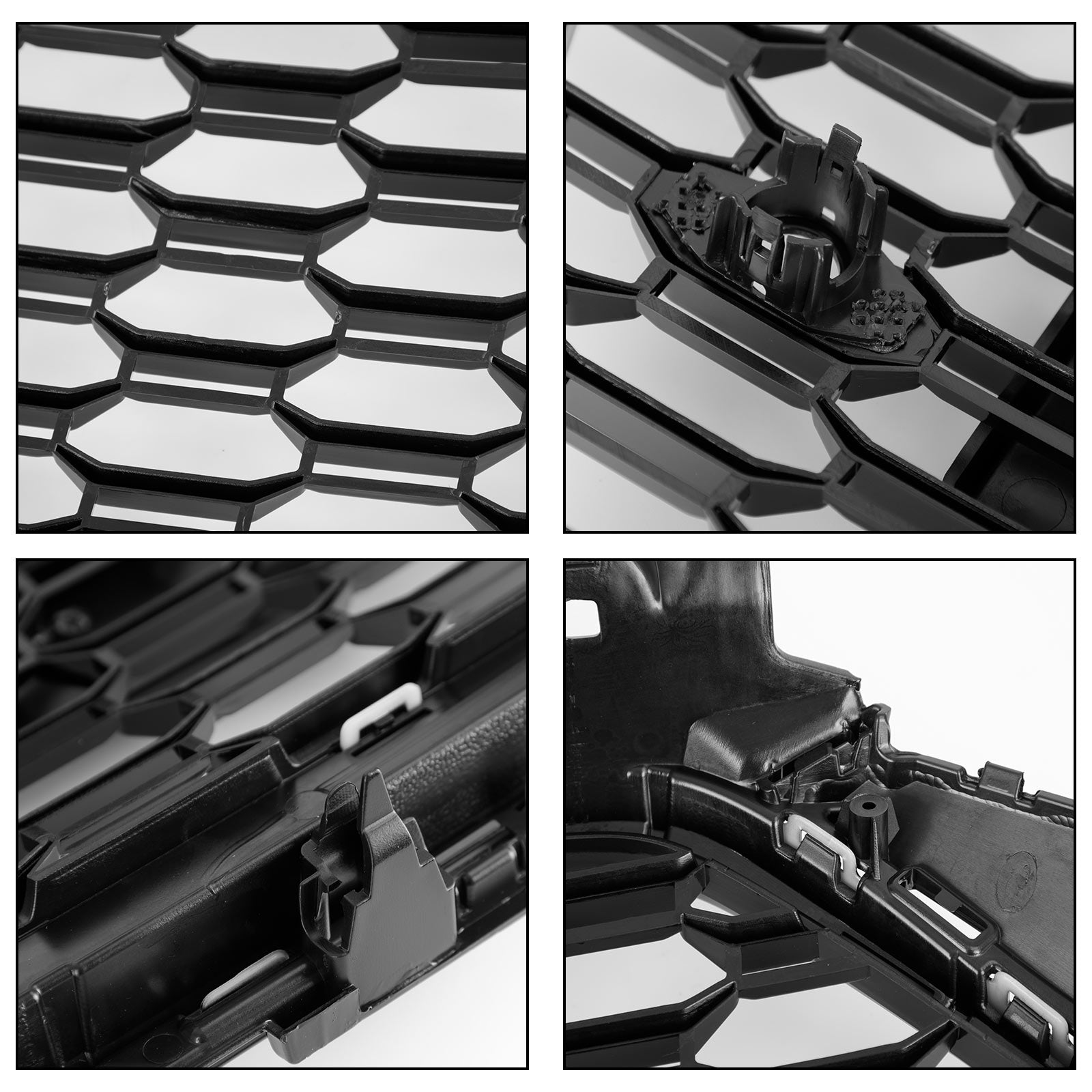 17-19 Audi A3 S3 Honeycomb Front Grille RS3 Style With ACC Gloss Black Generic