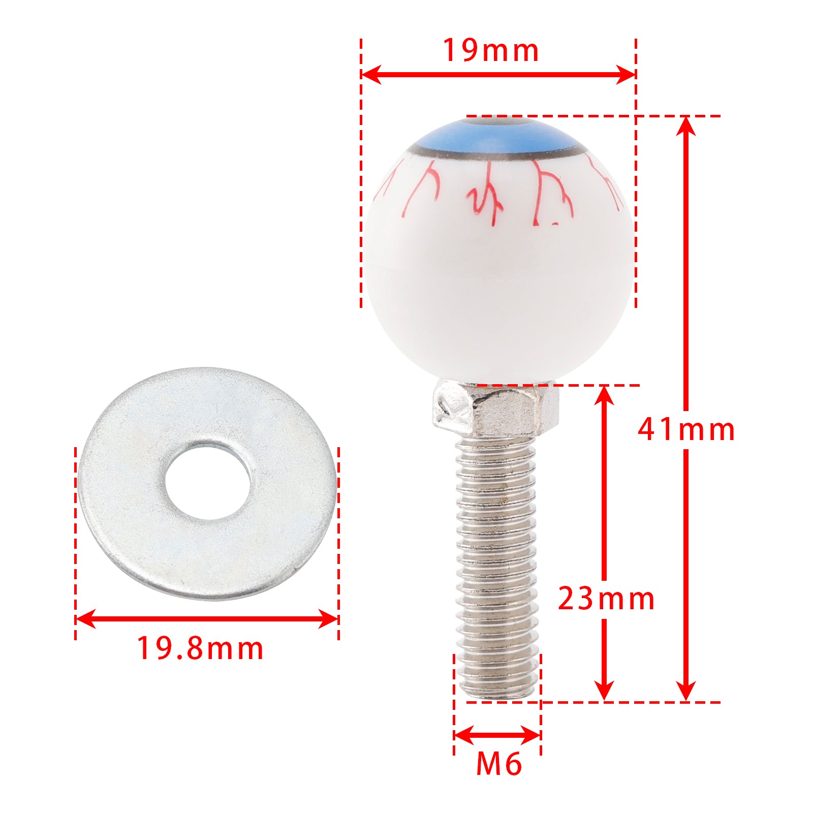 2x Custom Eyeball License Plate Bolt Screw Plastic Motorcycle Chopper Trike