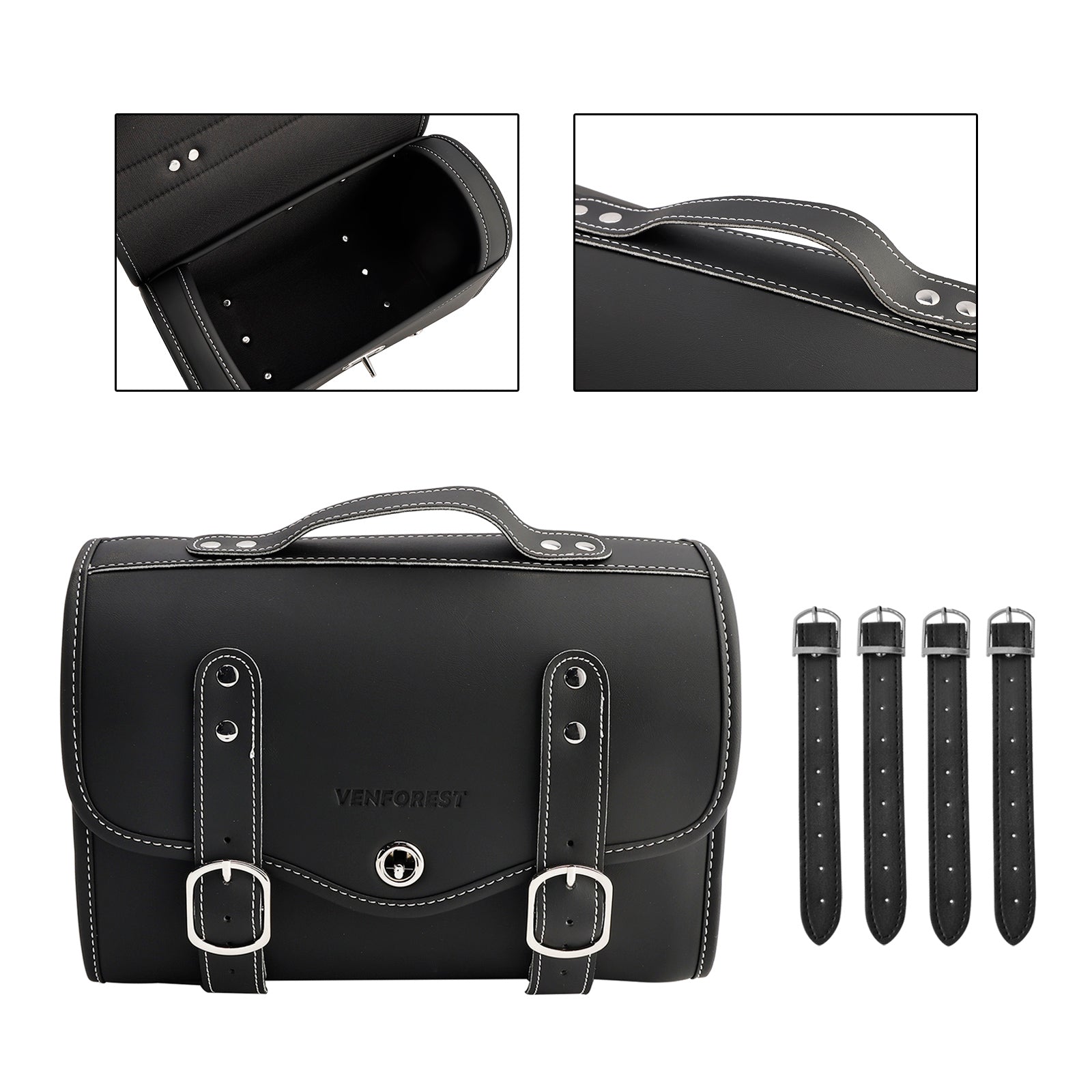 스쿠터, 오토바이용 PU 사이드 테일 백, 새들백, 색상 매칭 러기지, 화이트