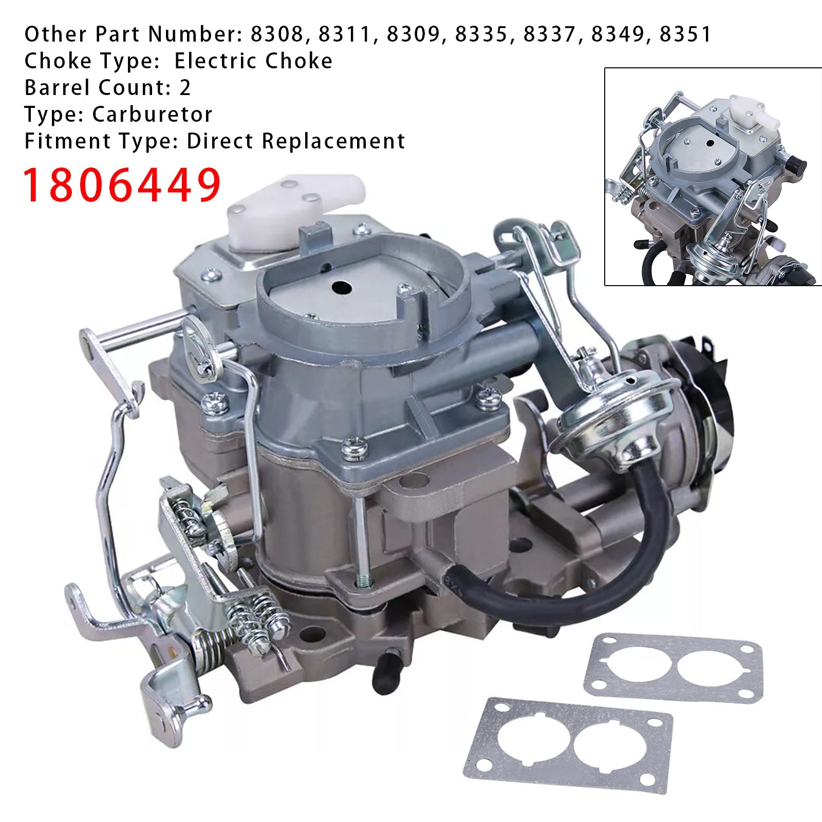1988 Jeep Wrangler S 2 BBL Carburetor 1806449