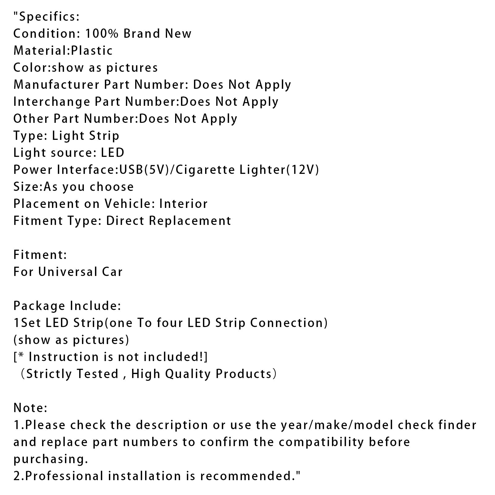 Car Interior Footwell Atmosphere RGB LED Strip Lights With Remote+ APP Control