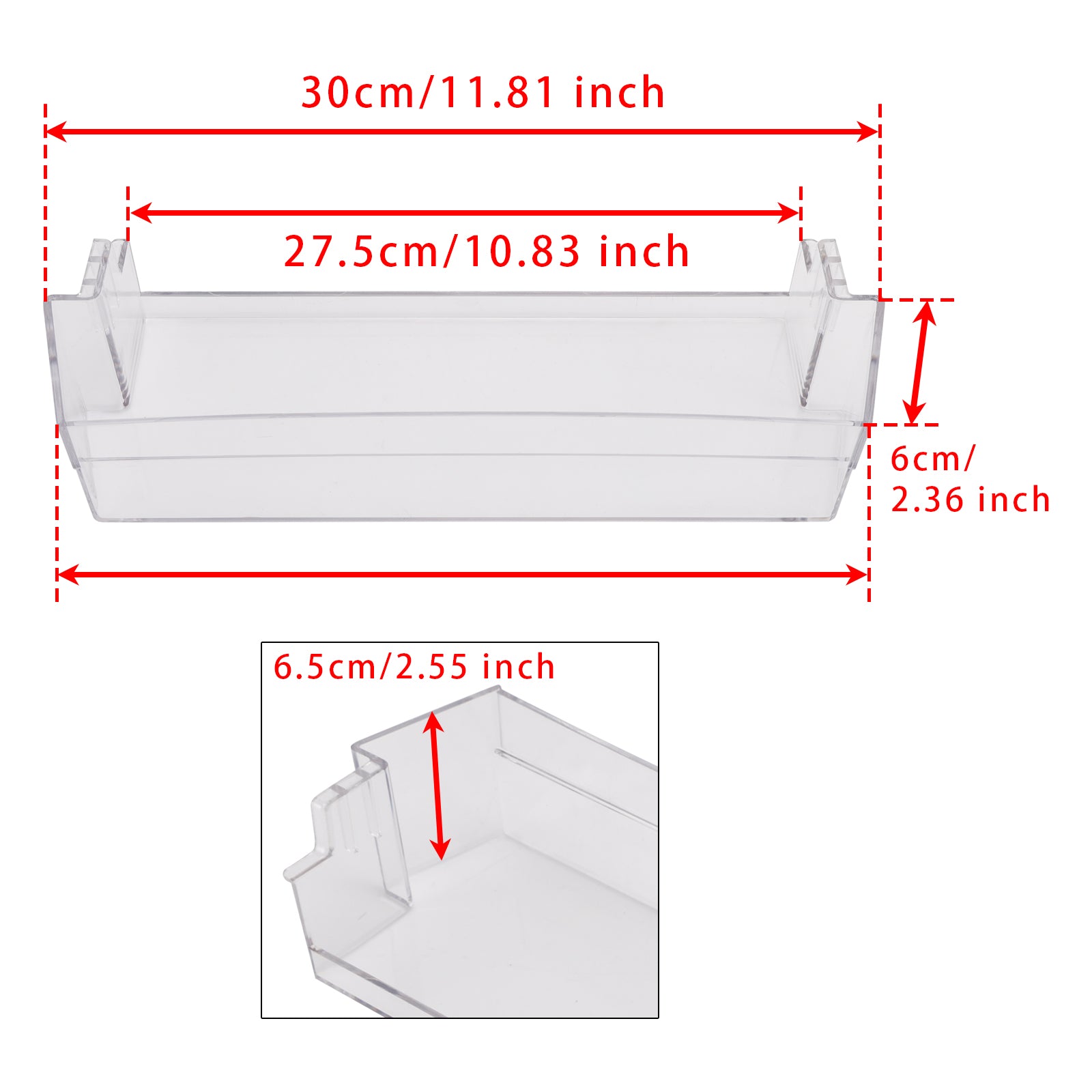 2PCS Fridge Shelf Grey Clear Middle Or Top Door Bin 306mm For Dometic Caravan 289072710