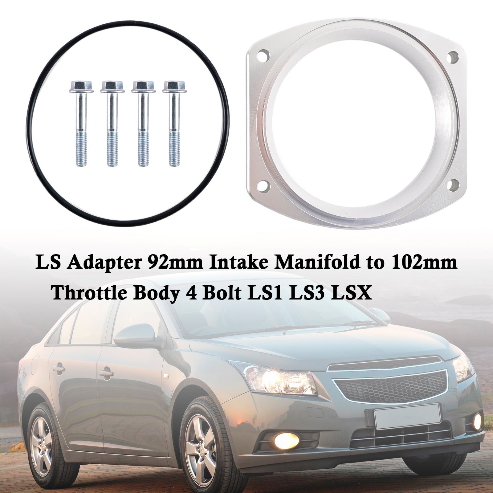 For LS Adapter 92mm Intake Manifold to 102mm Throttle Body 4 Bolt LS1 LS3 LSX
