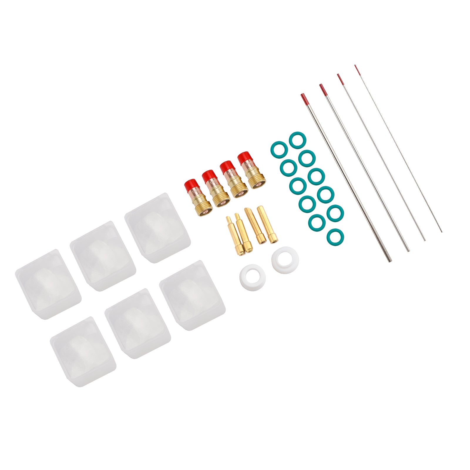 30Pcs TIG Welding Stubby Gas Lens Pyrex Cup Kit Fits For Tig WP-17/18/26 Torch