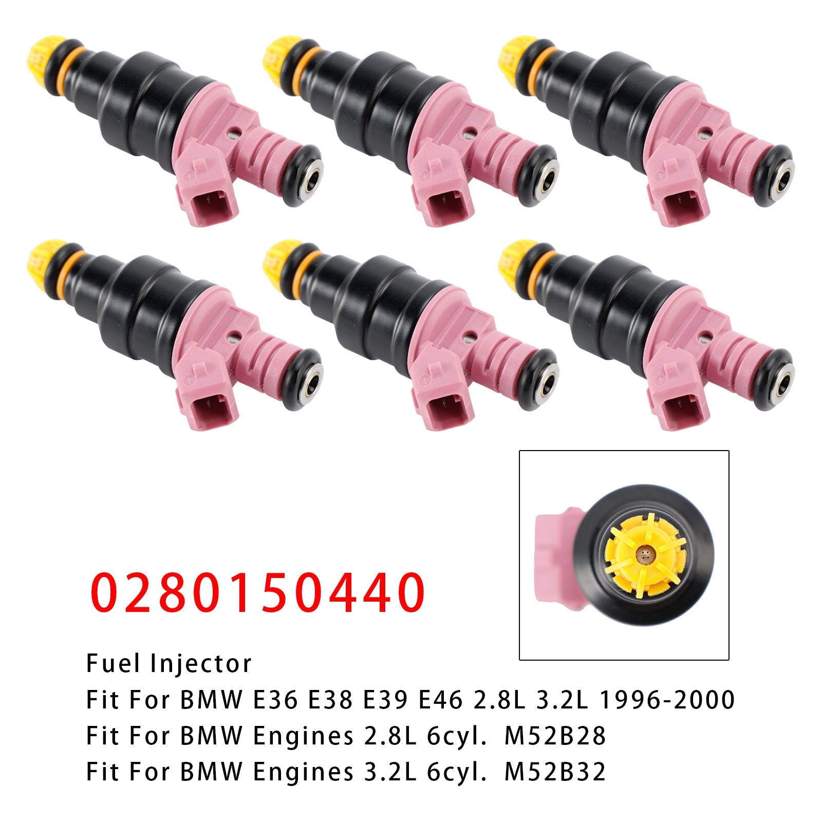 6Pcs Fuel Injector For BMW E36 328i M3 E39 Z3 1996-2000 2.8L 3.2L 0280150440
