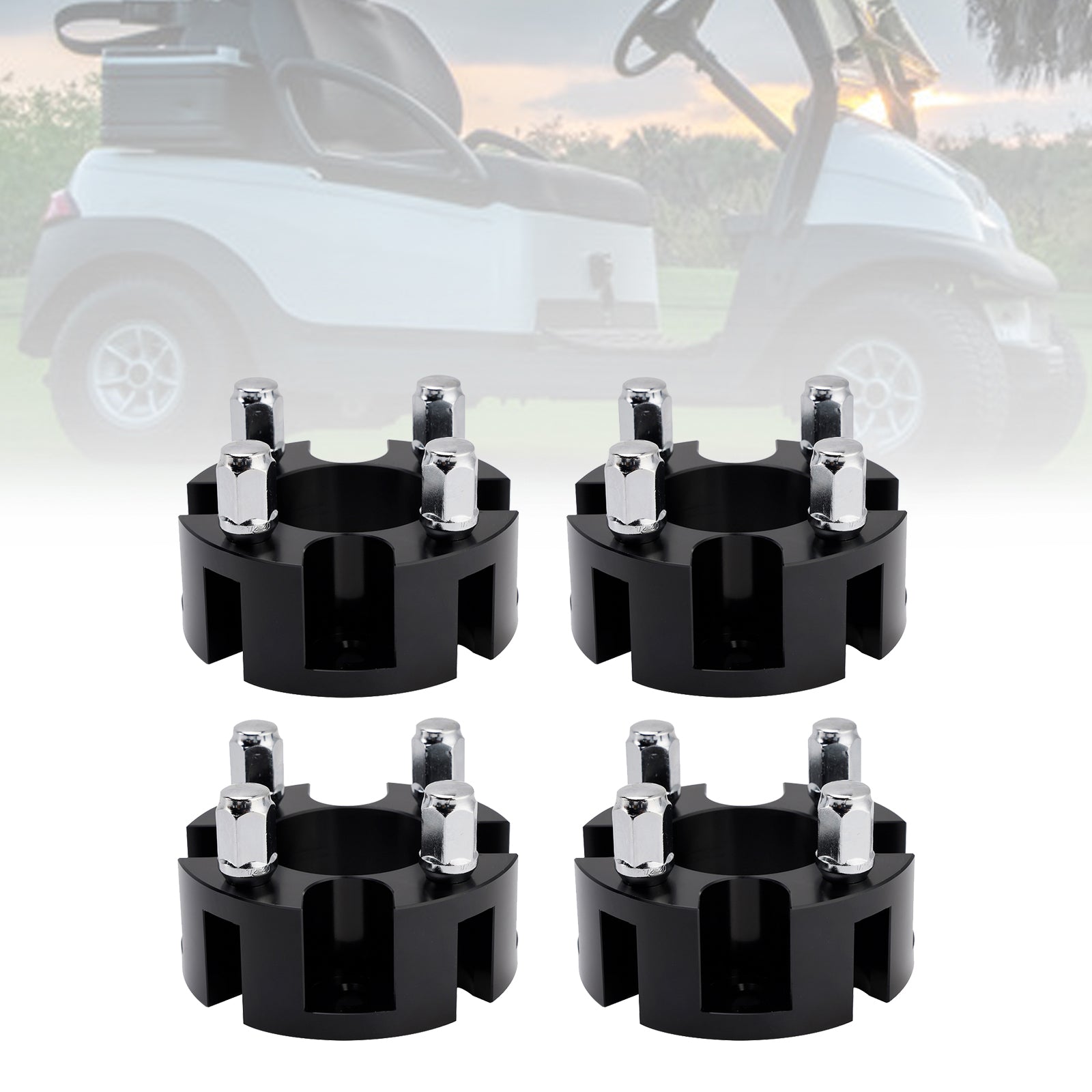 2" Wheel Spacers Kit Cable Golf Carts Lug Nuts Black For Yamaha Club Car Ezgo