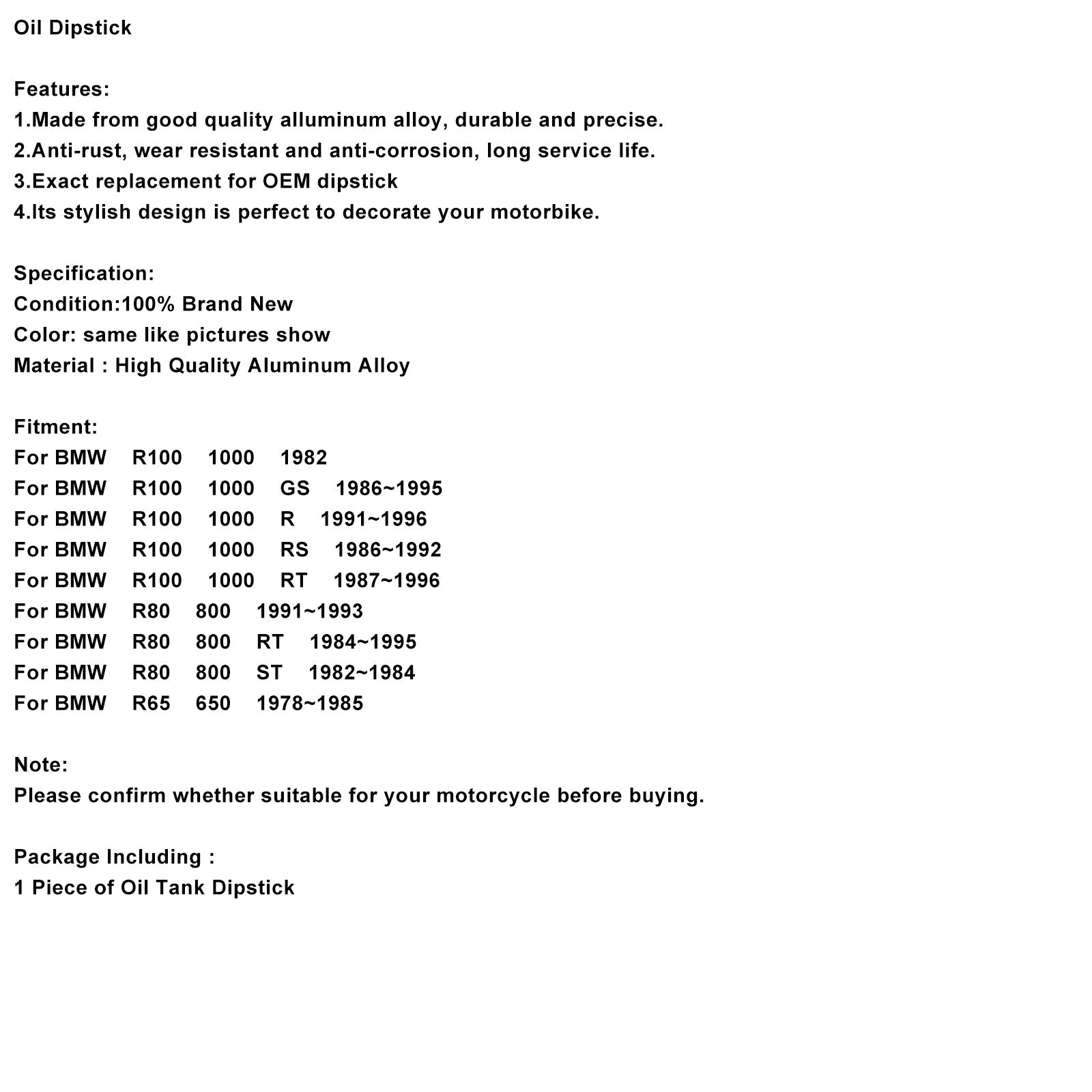 Oil Dipstick Plug For BMW R 45 65 80 100 R45 R65 R80 R100