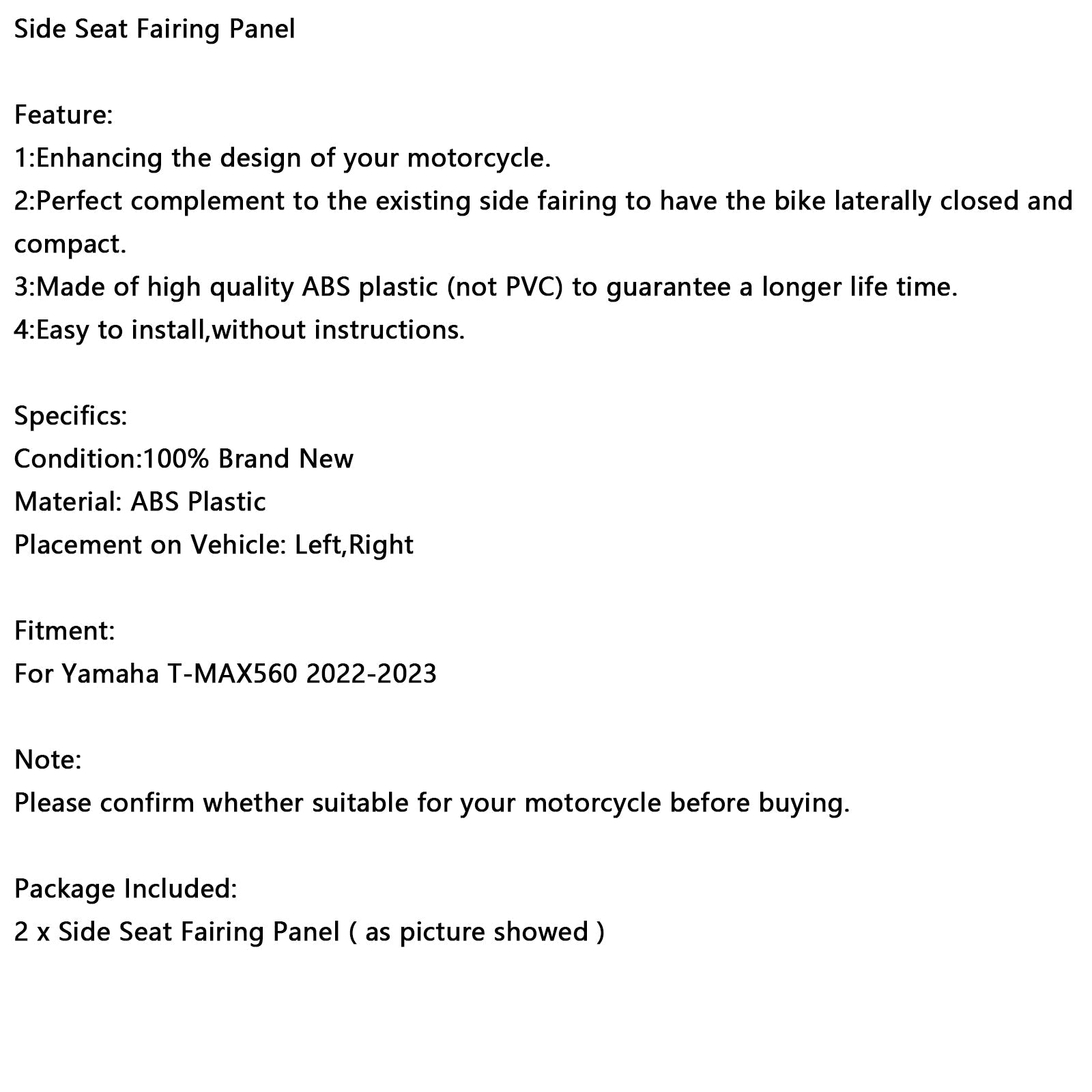 2022-2023 Yamaha T-MAX 560 Rear Tail Side Seat Fairing Panel Cowl