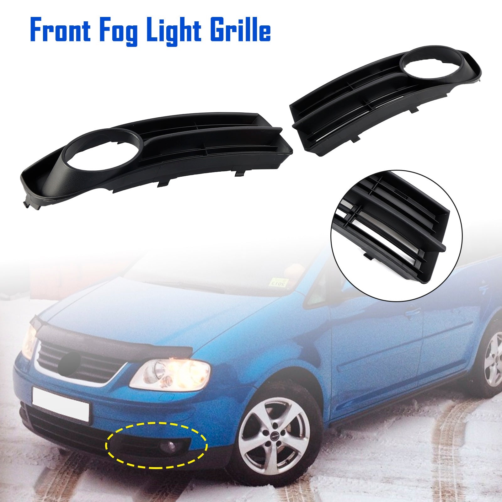 Front Bumper Foglight Grille Fit VW Caddy Life 2004-2010 Fit Touran 2003-2006