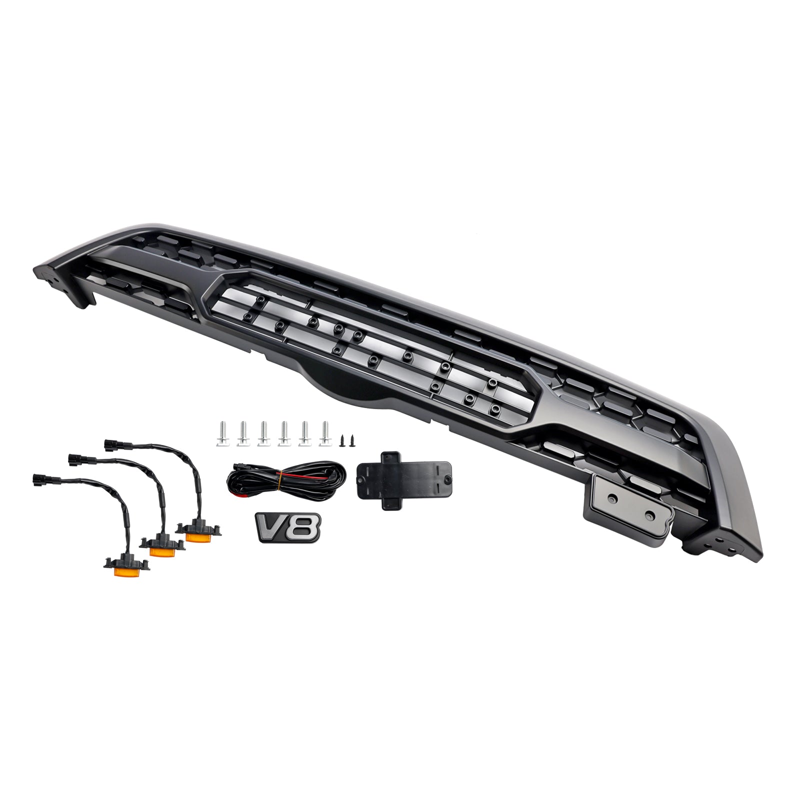 Matte Black Front Bumper Grill Grille Fit Toyota Sequoia 2005-2007 W/ Led Light