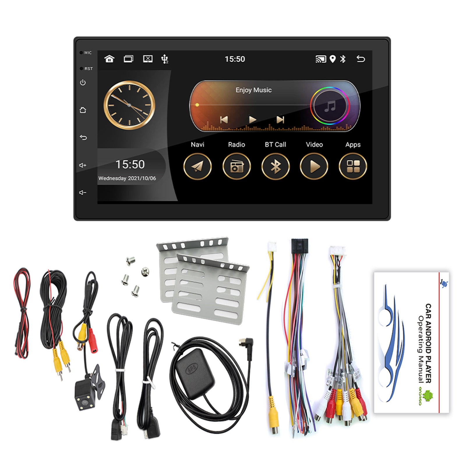 7" Android 10 GPS WiFi Bluetooth Car Stereo MP5 Player Carplay + 4 LED Camera