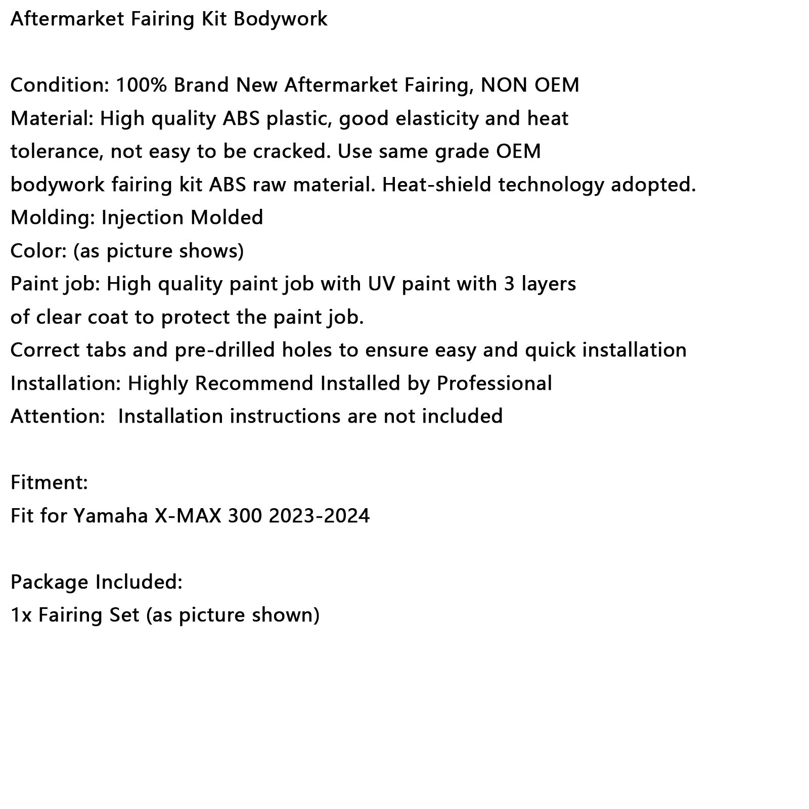 Injection ABS Bodywork Fairing Kit for Yamaha X-MAX 300 XMAX 2023-2024 16#