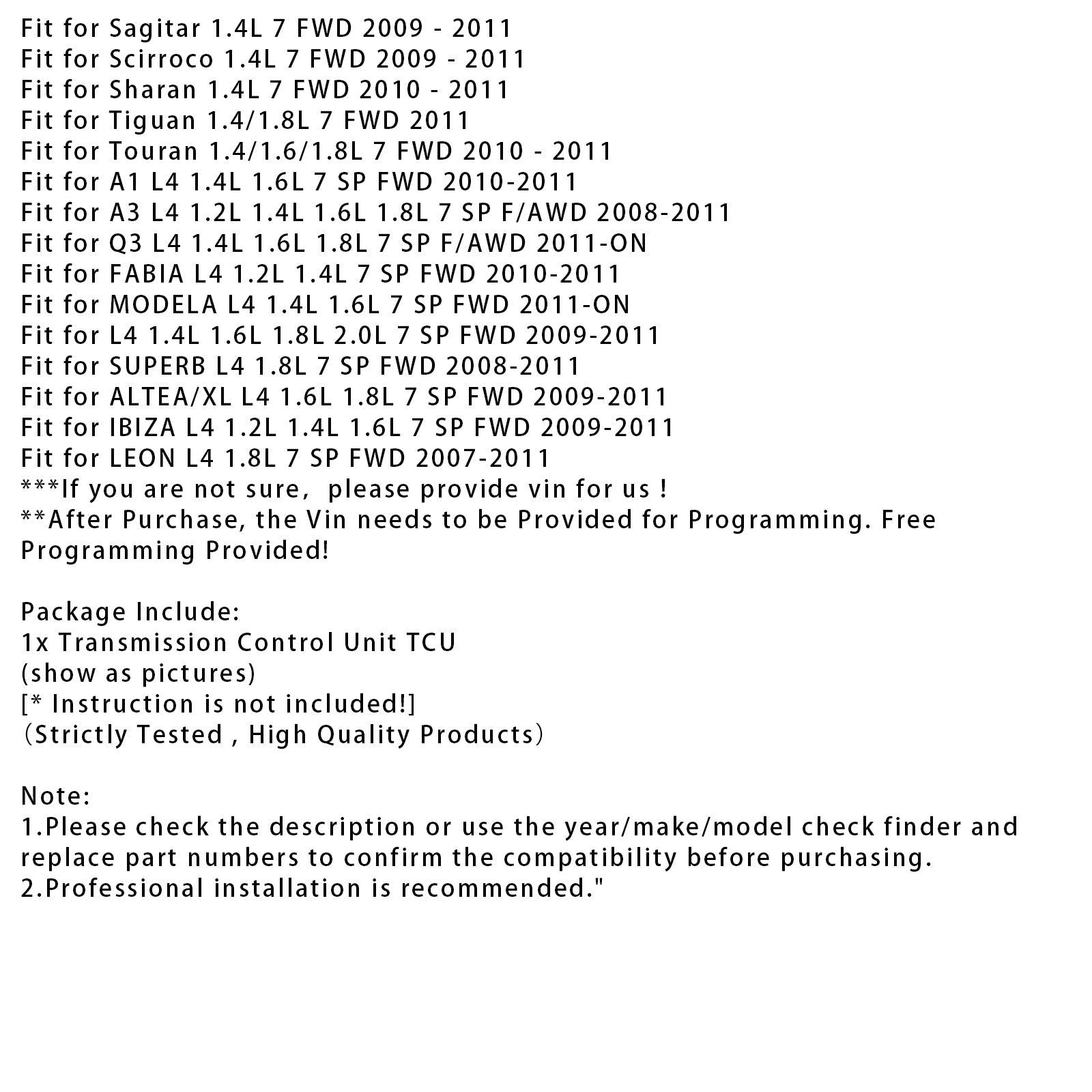 2007-2011 SEAT LEON L4 1.8L 7 SP FWD Brand New 0AM Transmission Control Unit TCU TCM 0AM927769K DQ200