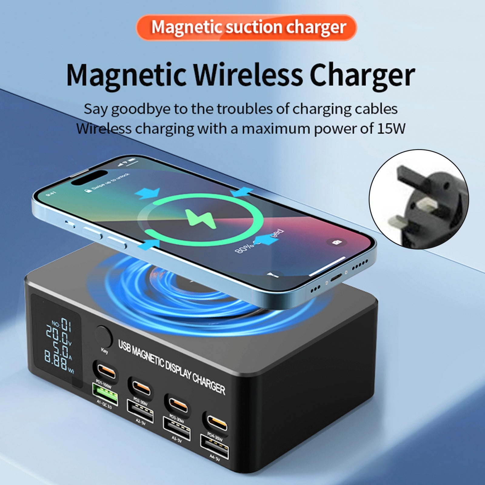 140W Fast Charging Charger Intelligent PD100W Notebook Multi-Port USB Charger UK