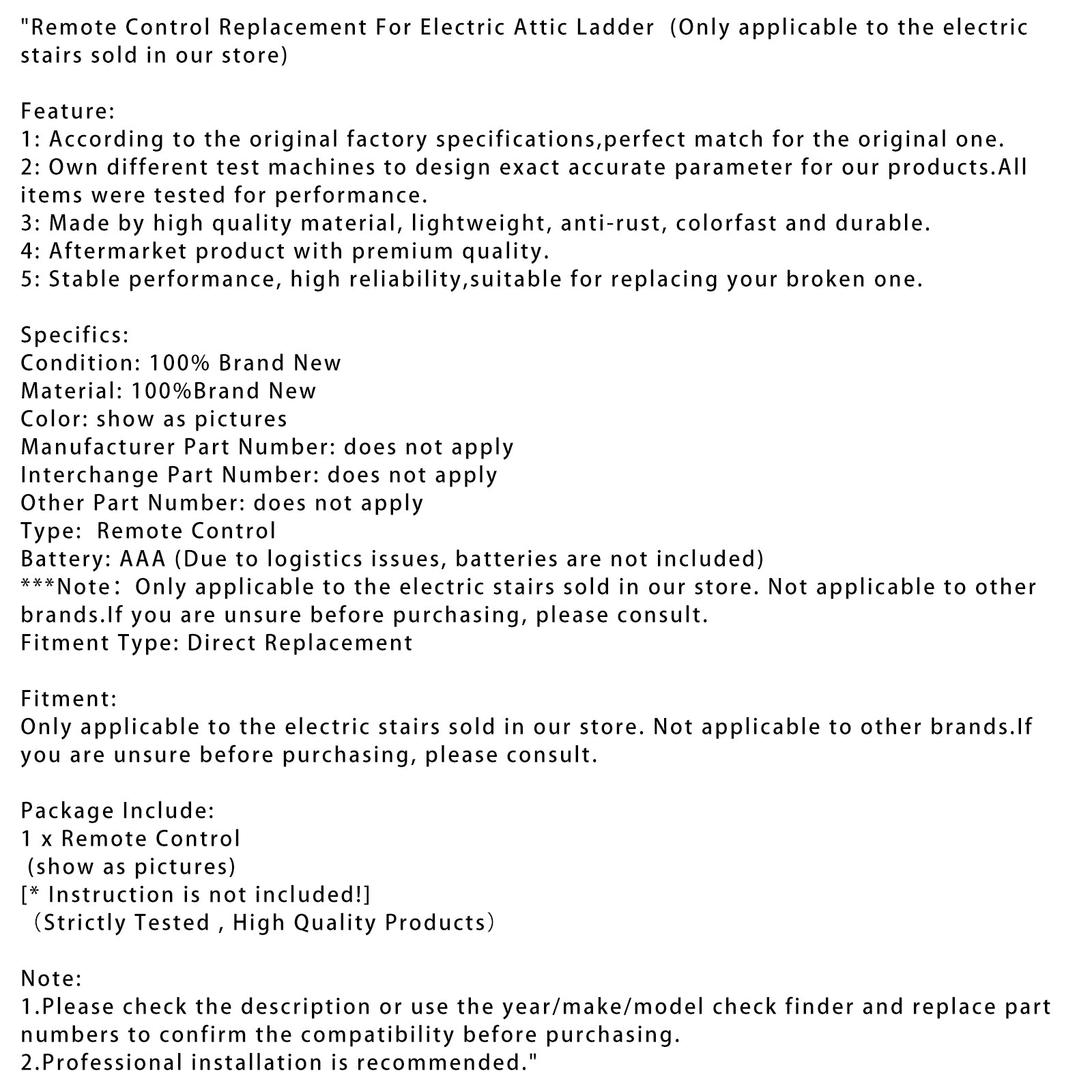 Remote Control Replacement For Electric Attic Ladder
