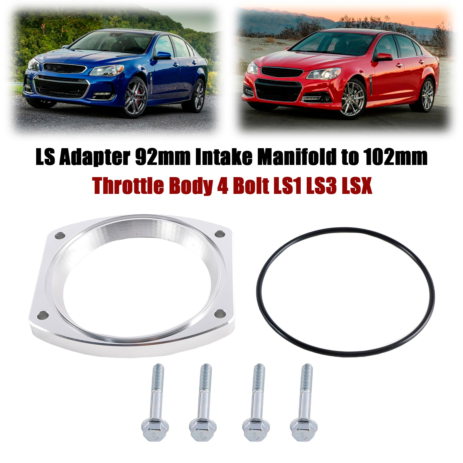 For LS Adapter 92mm Intake Manifold to 102mm Throttle Body 4 Bolt LS1 LS3 LSX