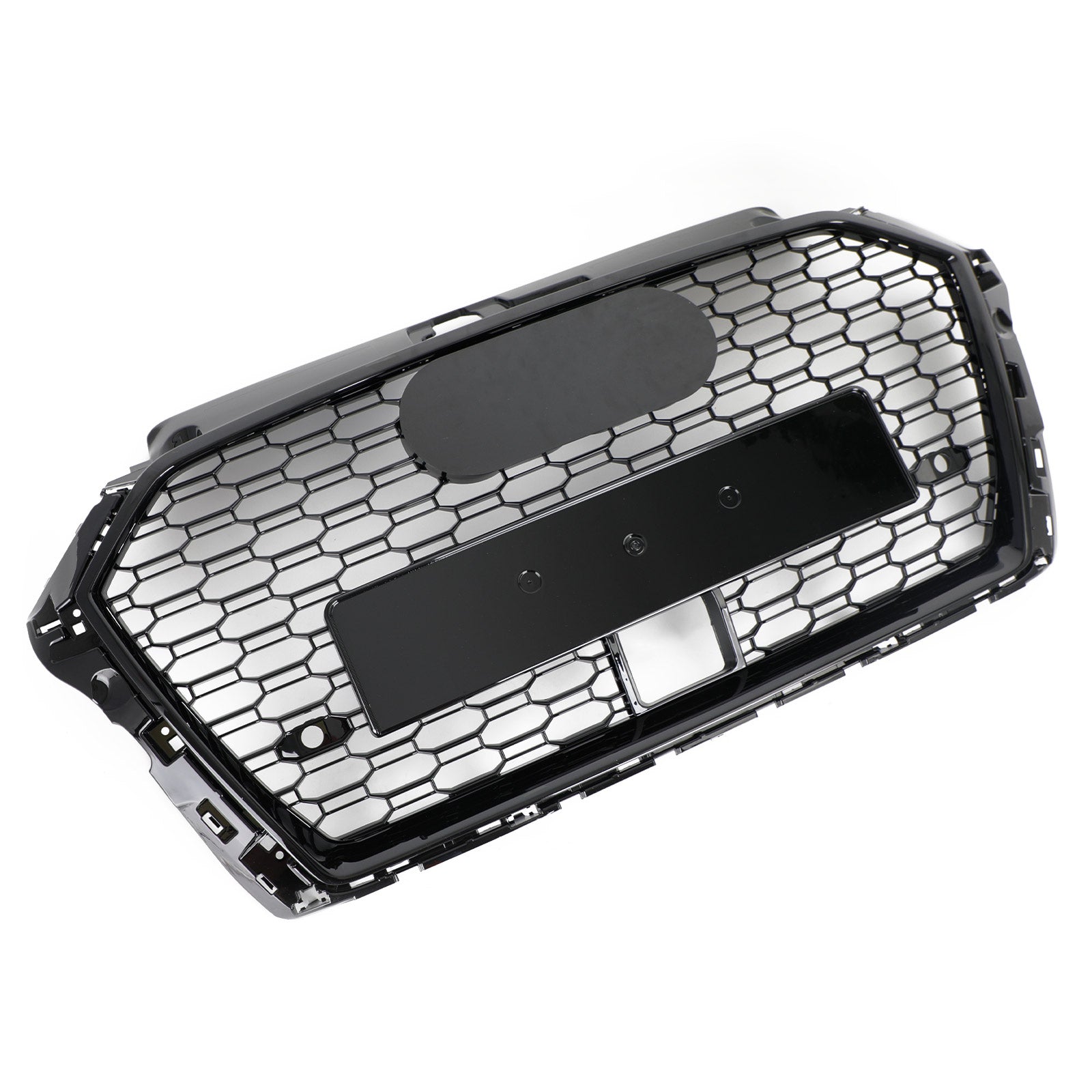 17-19 Audi A3 S3 Honeycomb Front Grille RS3 Style With ACC Gloss Black Generic