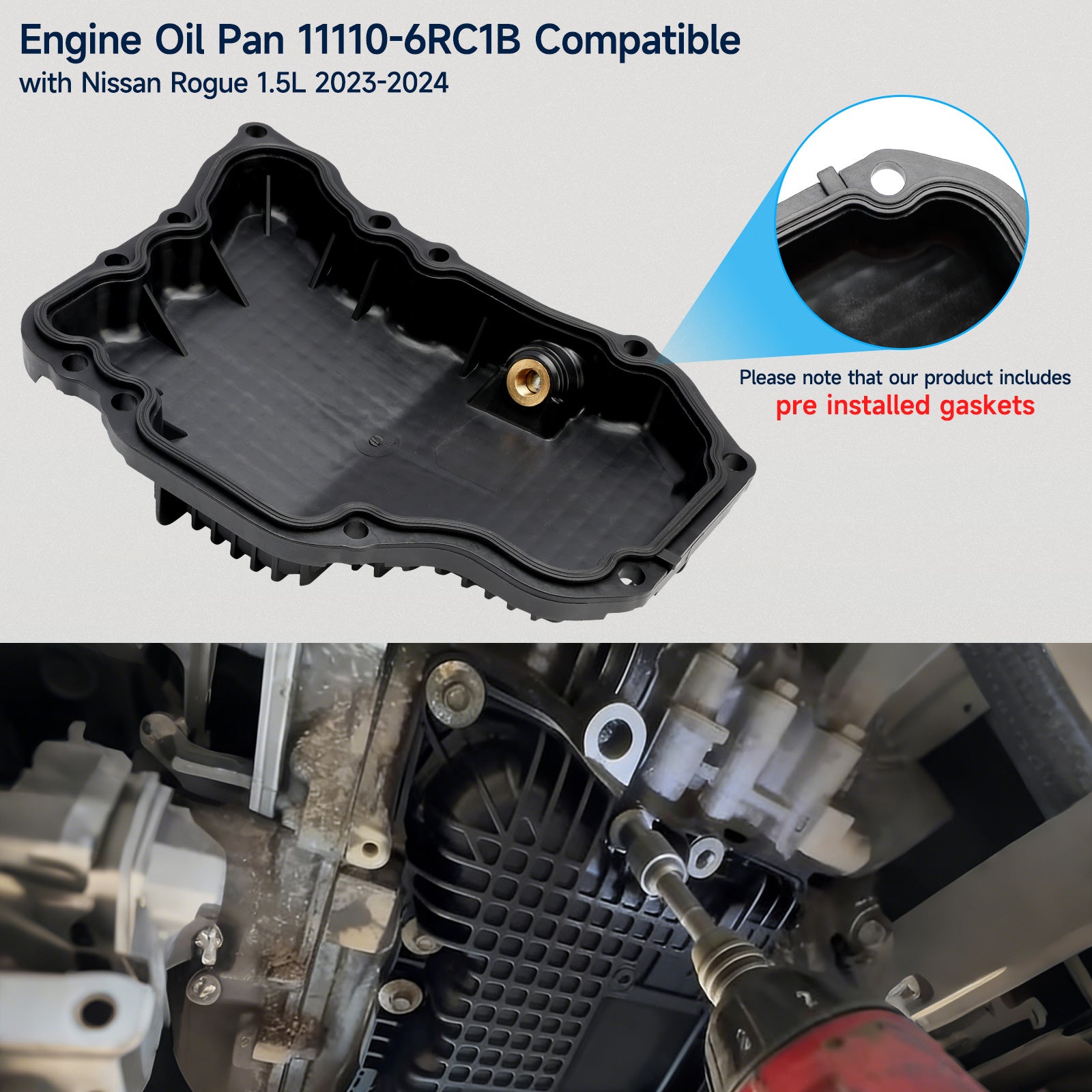 Engine Oil Pan 11110-6RC1B For Nissan Rogue 1.5 2023-2024